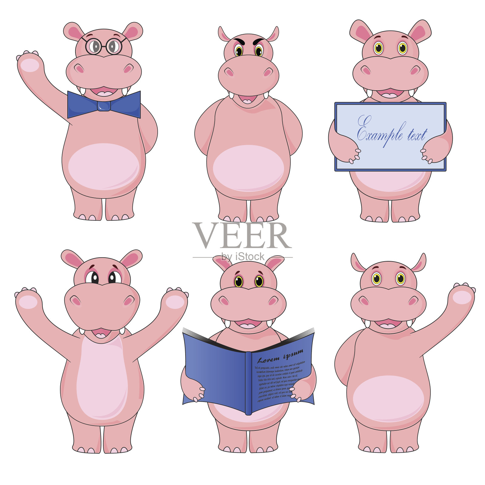 巨兽设置孤立的插图在白色背景矢量插画图片素材