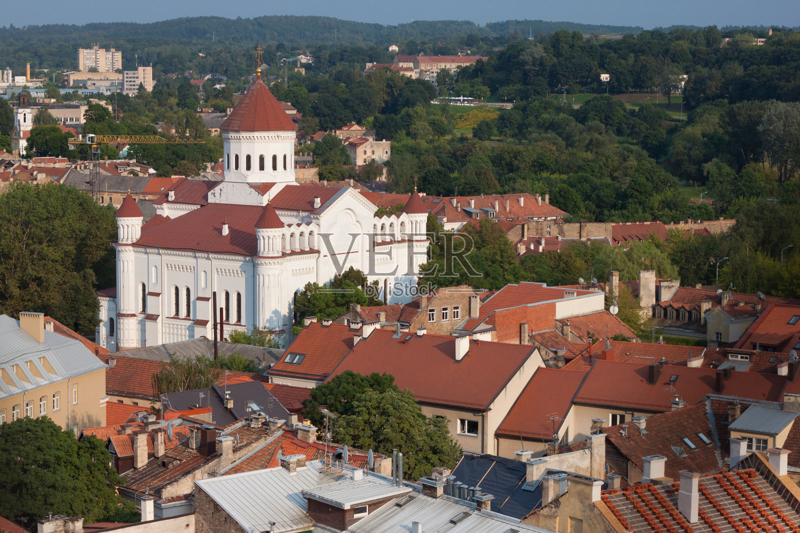 维尔纽斯城市景观,圣母教堂,照片摄影图片