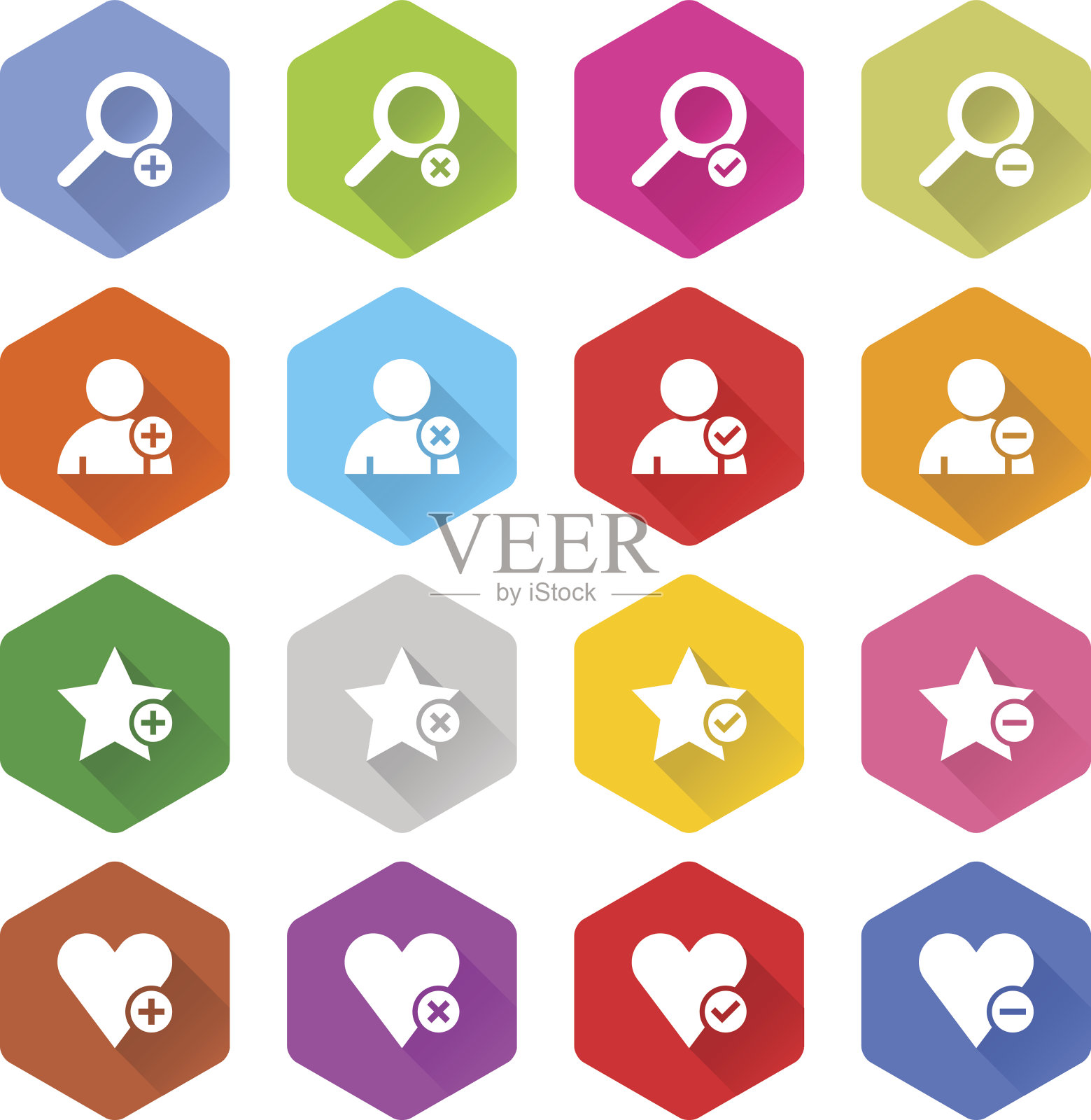 平面添加图标六边形网页按钮图标素材