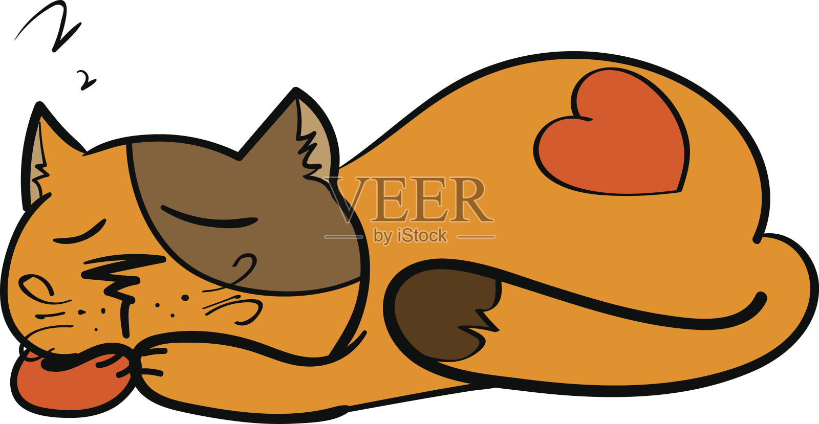 可爱小猫睡觉的插图插画图片素材