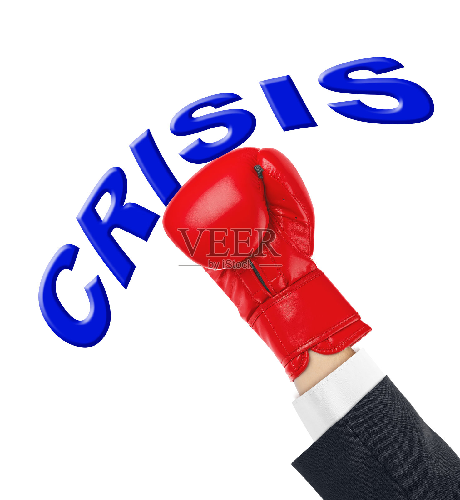 拳击手套和文字危机照片摄影图片