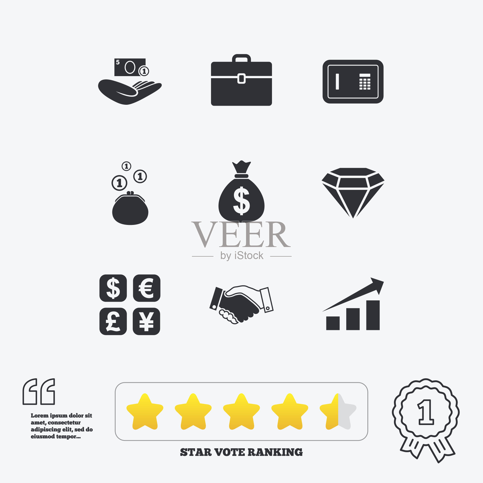 金钱、现金和金融图标。握手信号图标素材