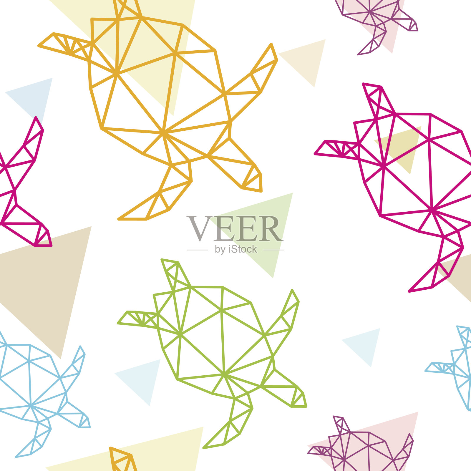 海龟无缝图案背景,矢量插图插画图片素材