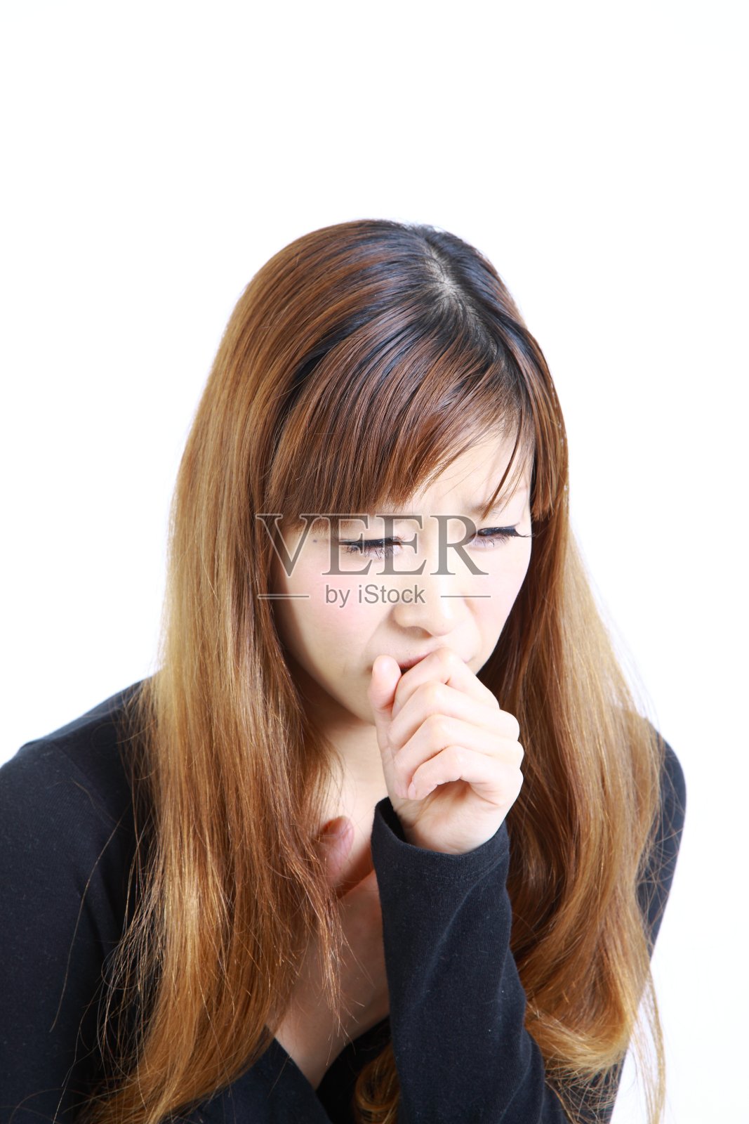 咳嗽的女人照片摄影图片