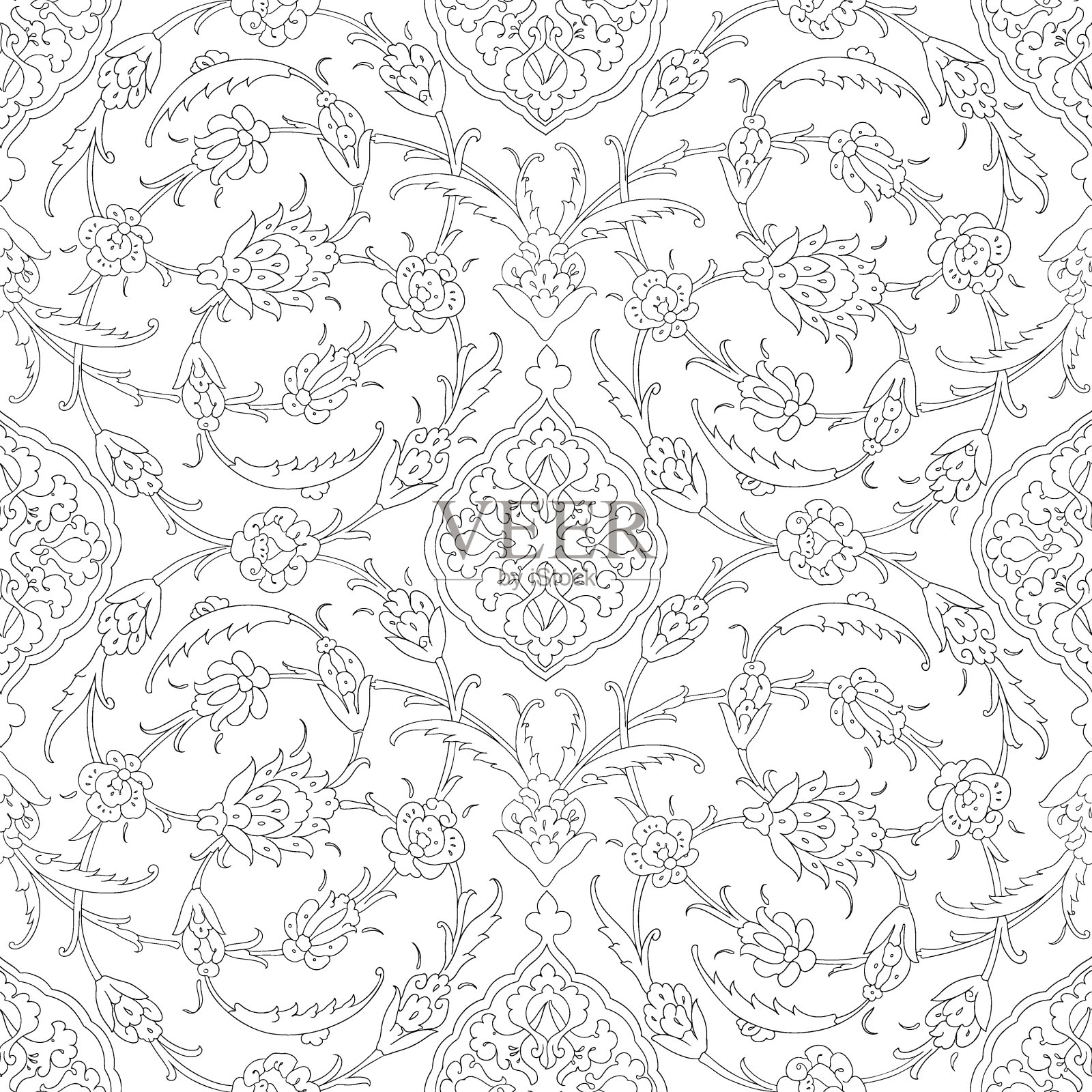 传统阿拉伯装饰无缝为您的设计。向量。背景插画图片素材