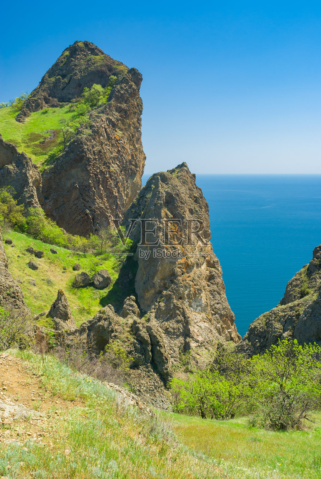 克里米亚半岛卡拉达格火山山脉的景观照片摄影图片