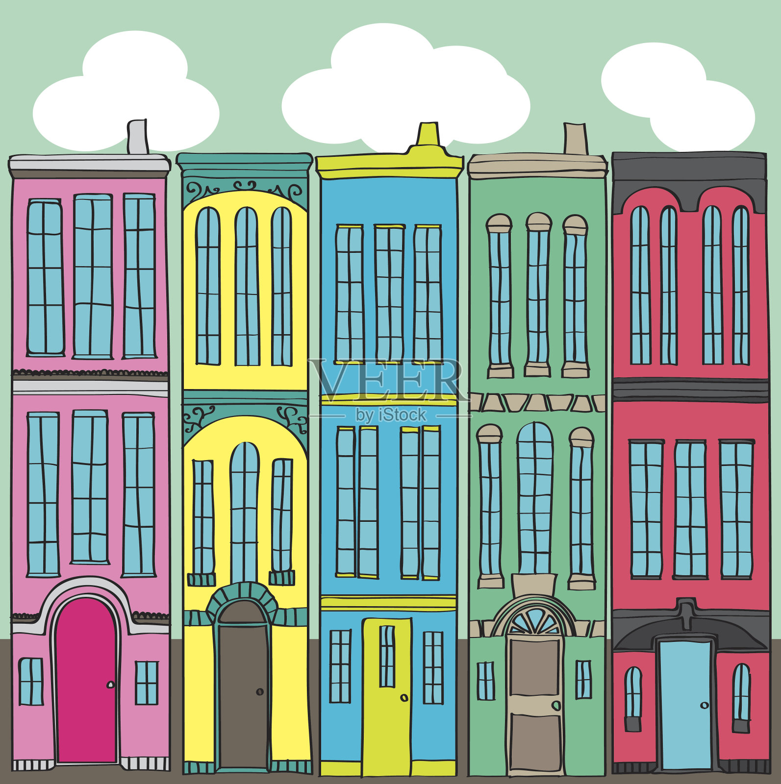 小镇插画图片素材