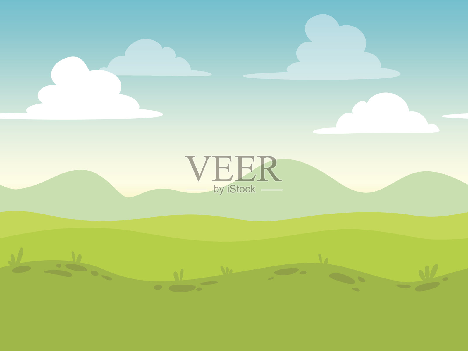 卡通平面无缝景观插画图片素材