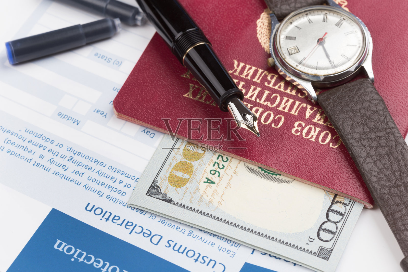 用苏联旅行护照报关照片摄影图片