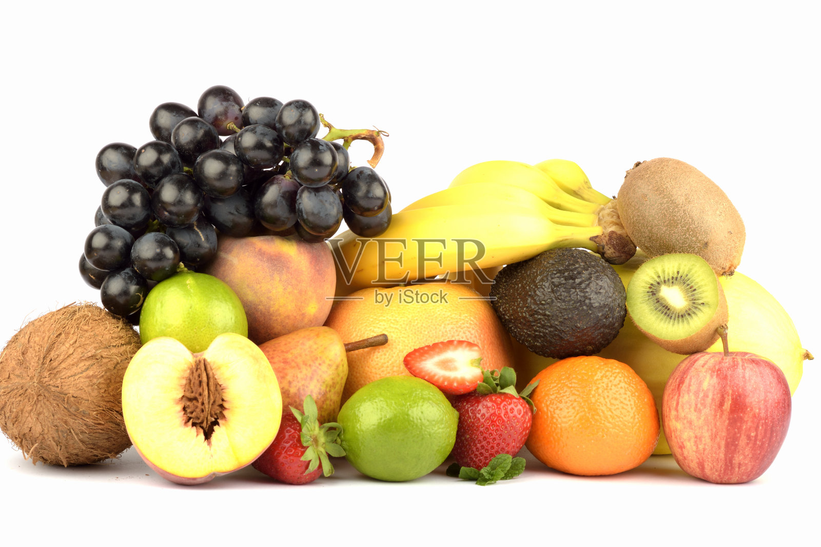 不同种类的外来水果孤立在白色照片摄影图片