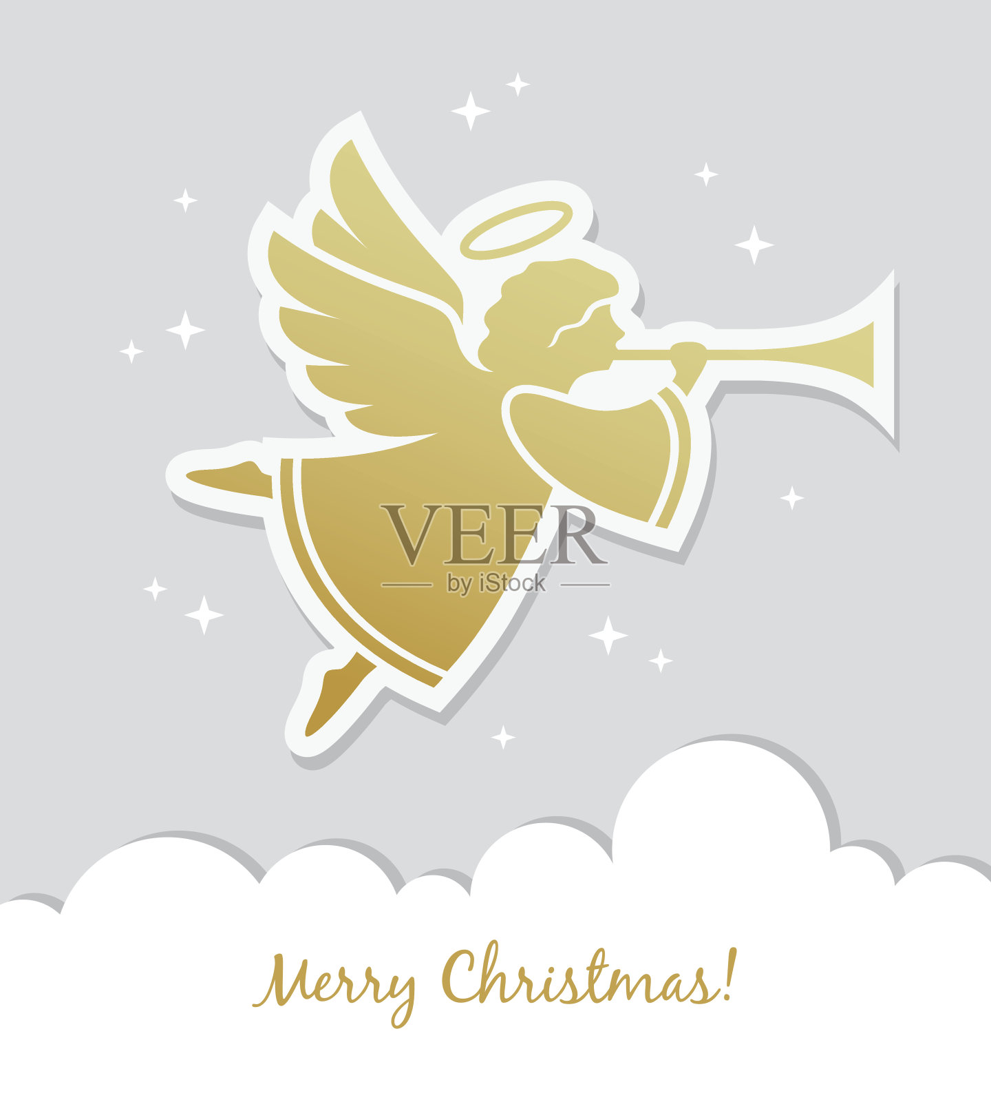 天使圣诞贺卡插画图片素材