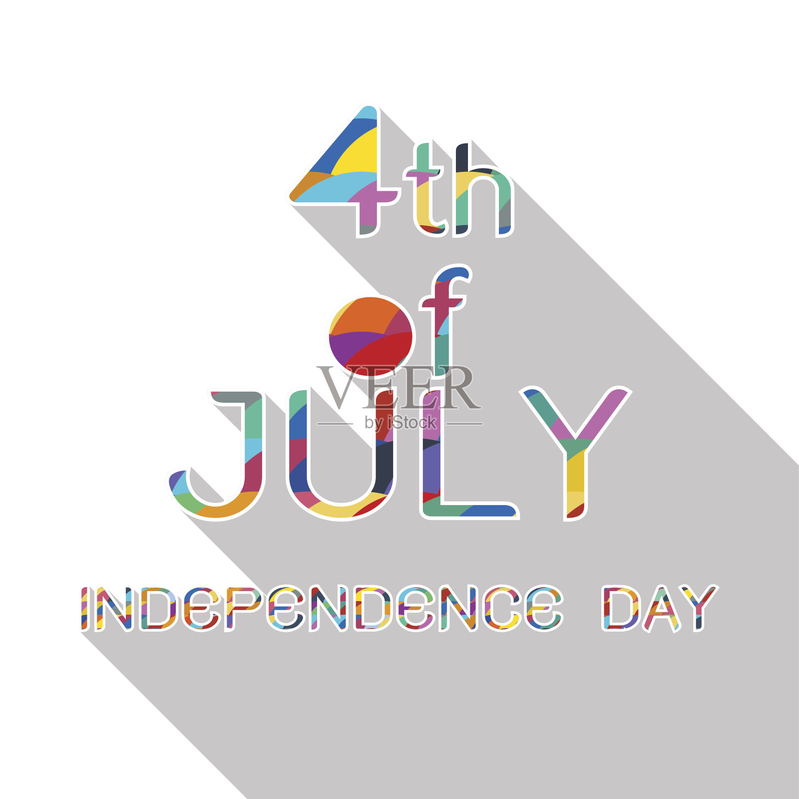 7月4日,白色背景上的阴影插画图片素材