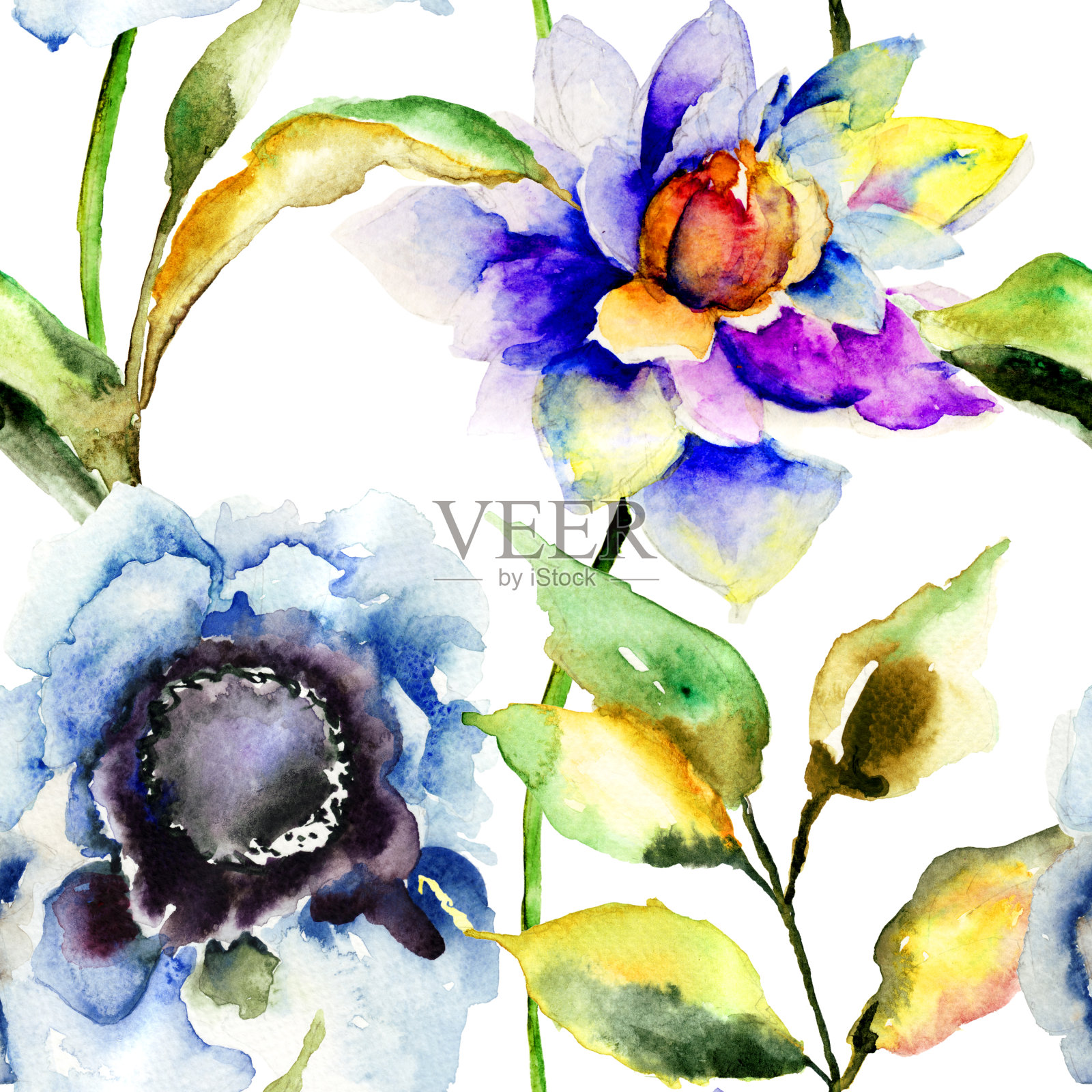 花卉无缝模式插画图片素材