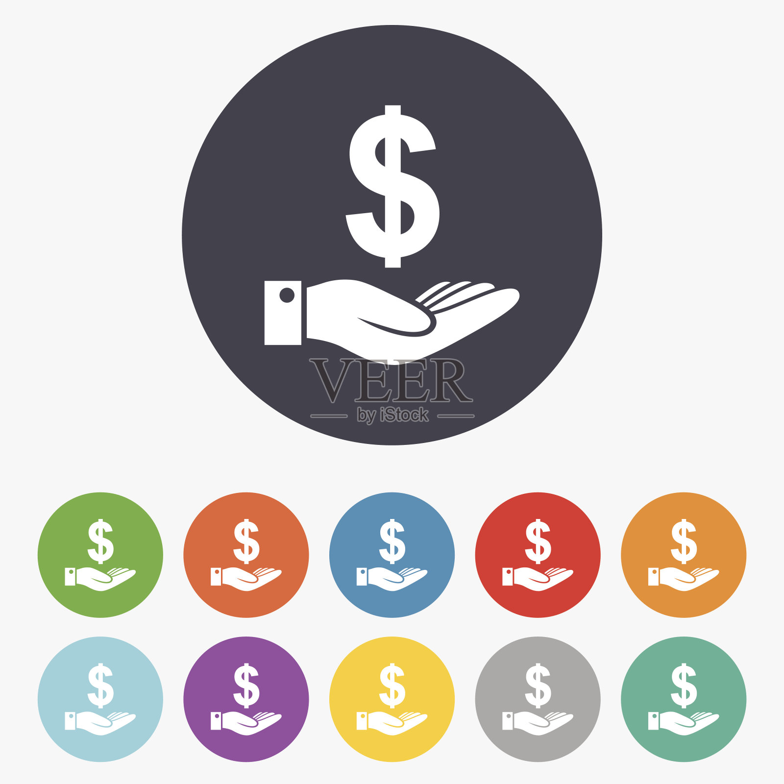 美元和手势。棕榈持有美元插画图片素材