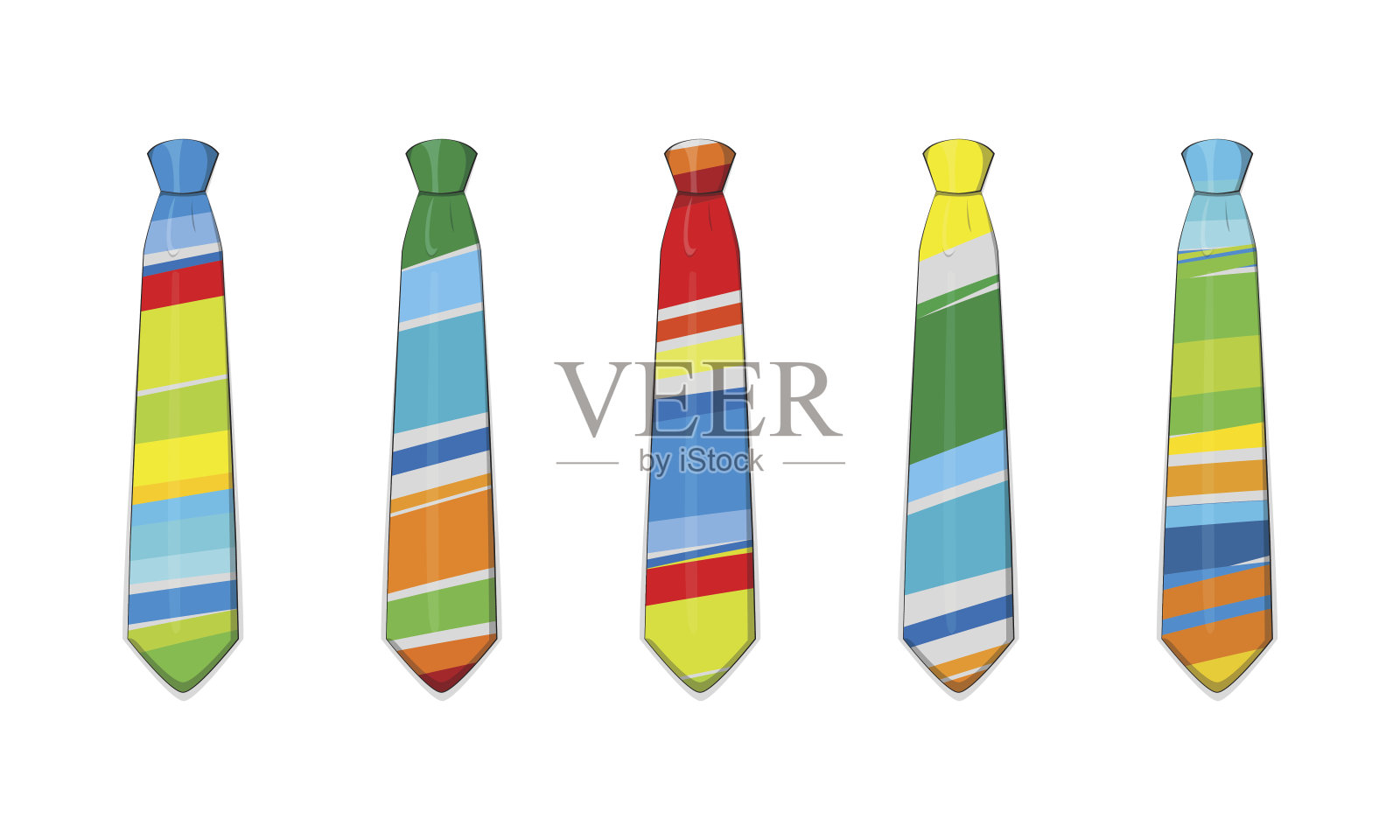 一套彩色领带。向量在孤立插画图片素材