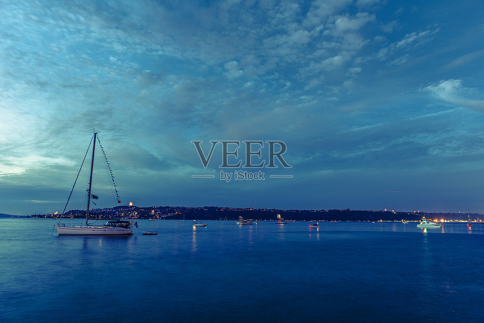 黄昏的普吉特湾照片摄影图片