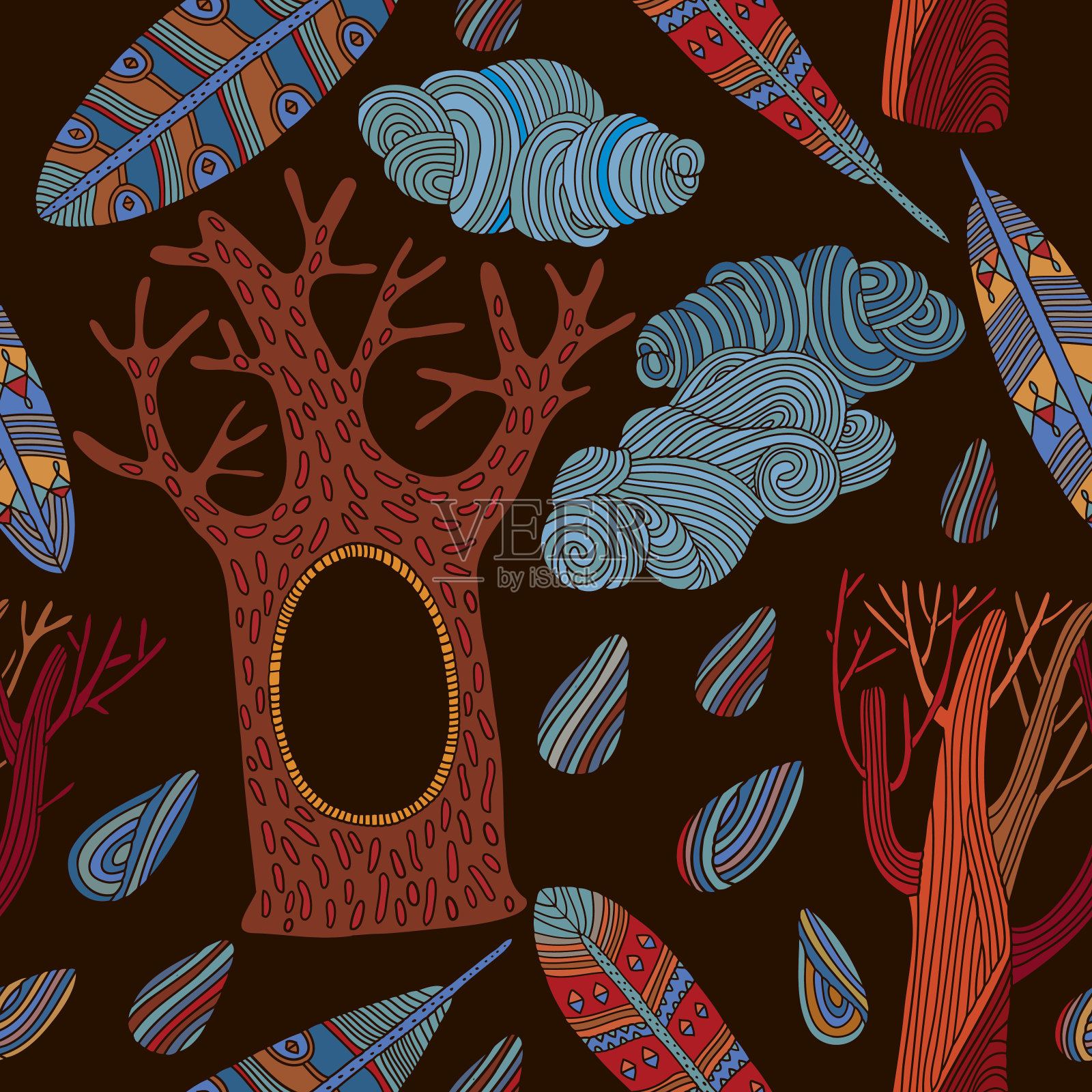 树的无缝模式插画图片素材