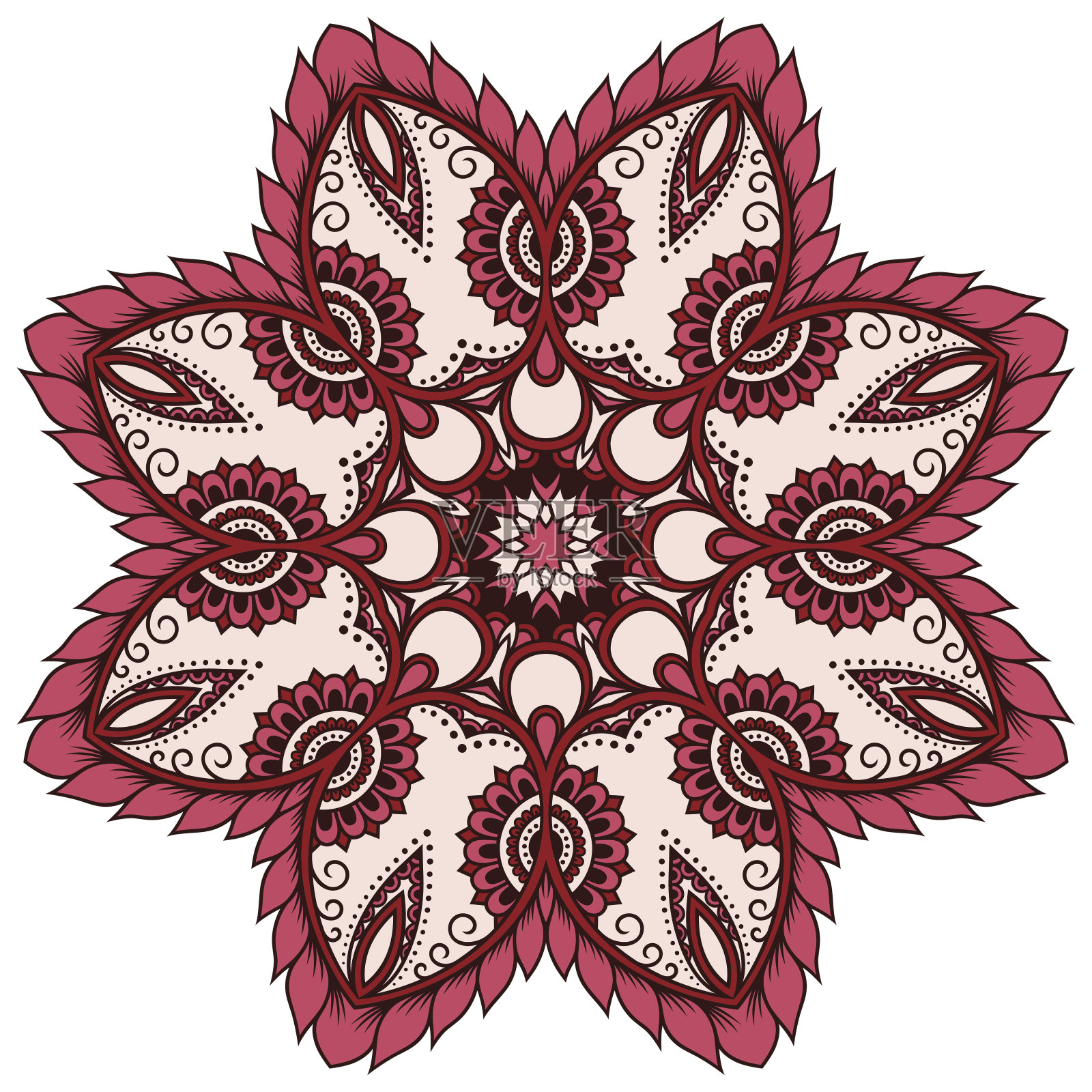 彩色圆形图案-曼荼罗。东方风格的装饰。插画图片素材