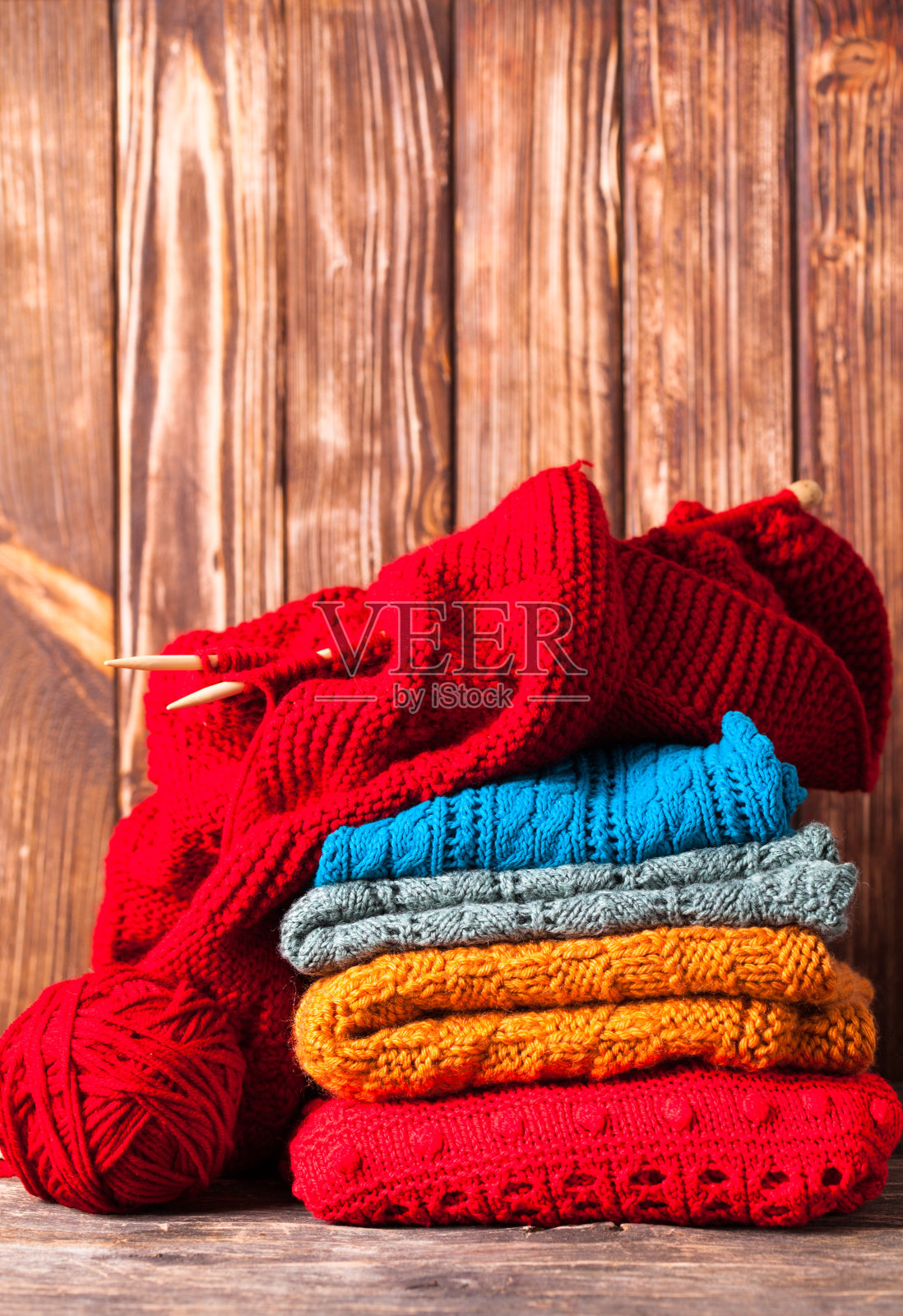 颜色的针织服装照片摄影图片