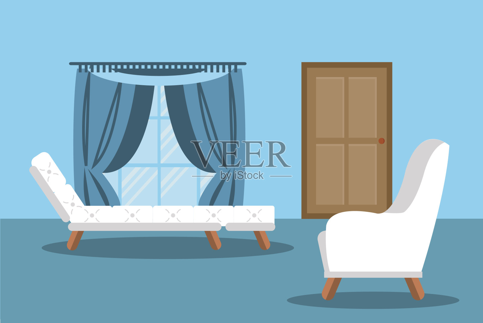 现代客厅室内矢量插图插画图片素材