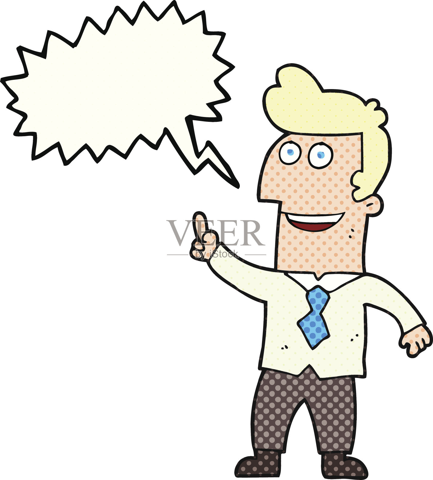 漫画书演讲气泡卡通商人指向插画图片素材