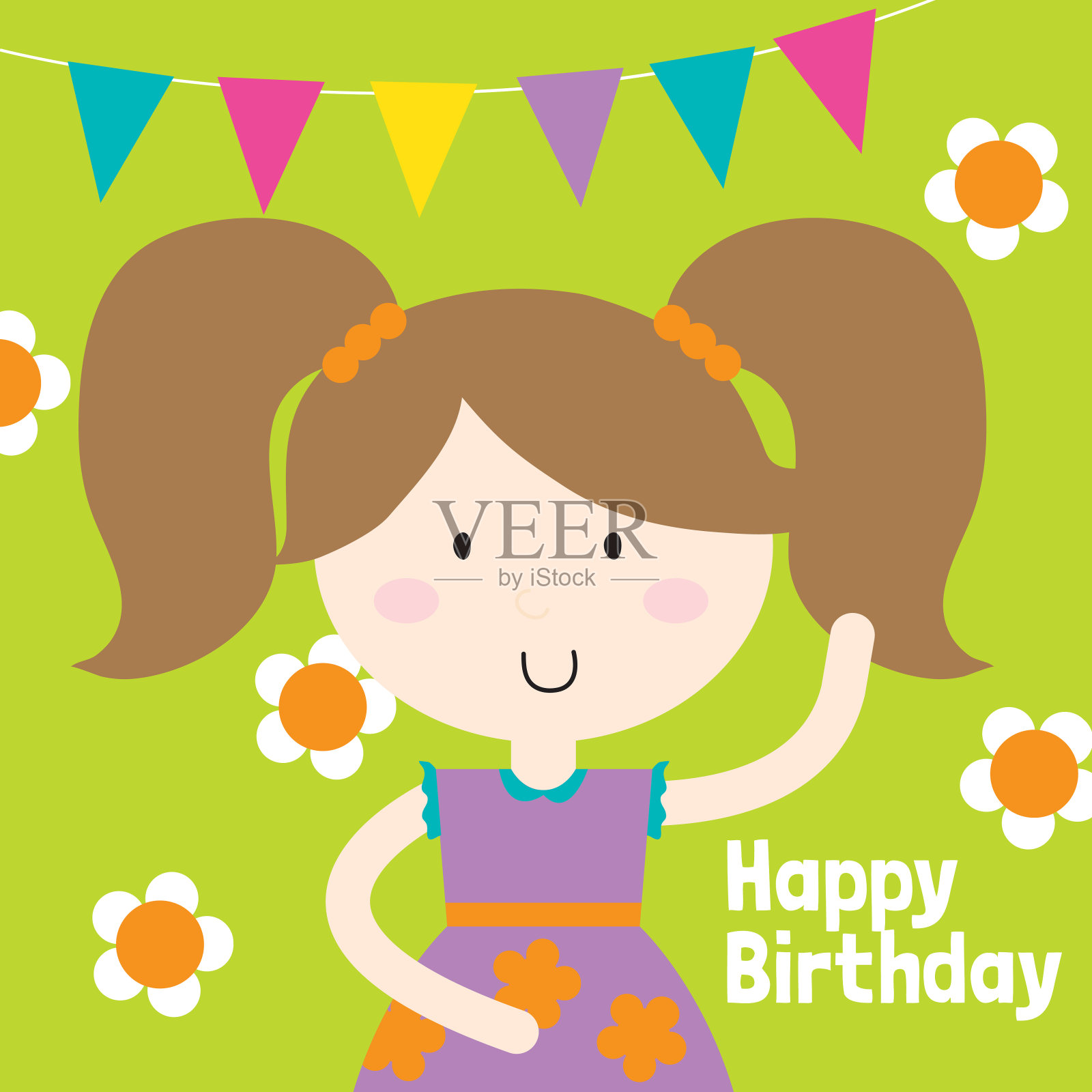 生日女孩插画图片素材