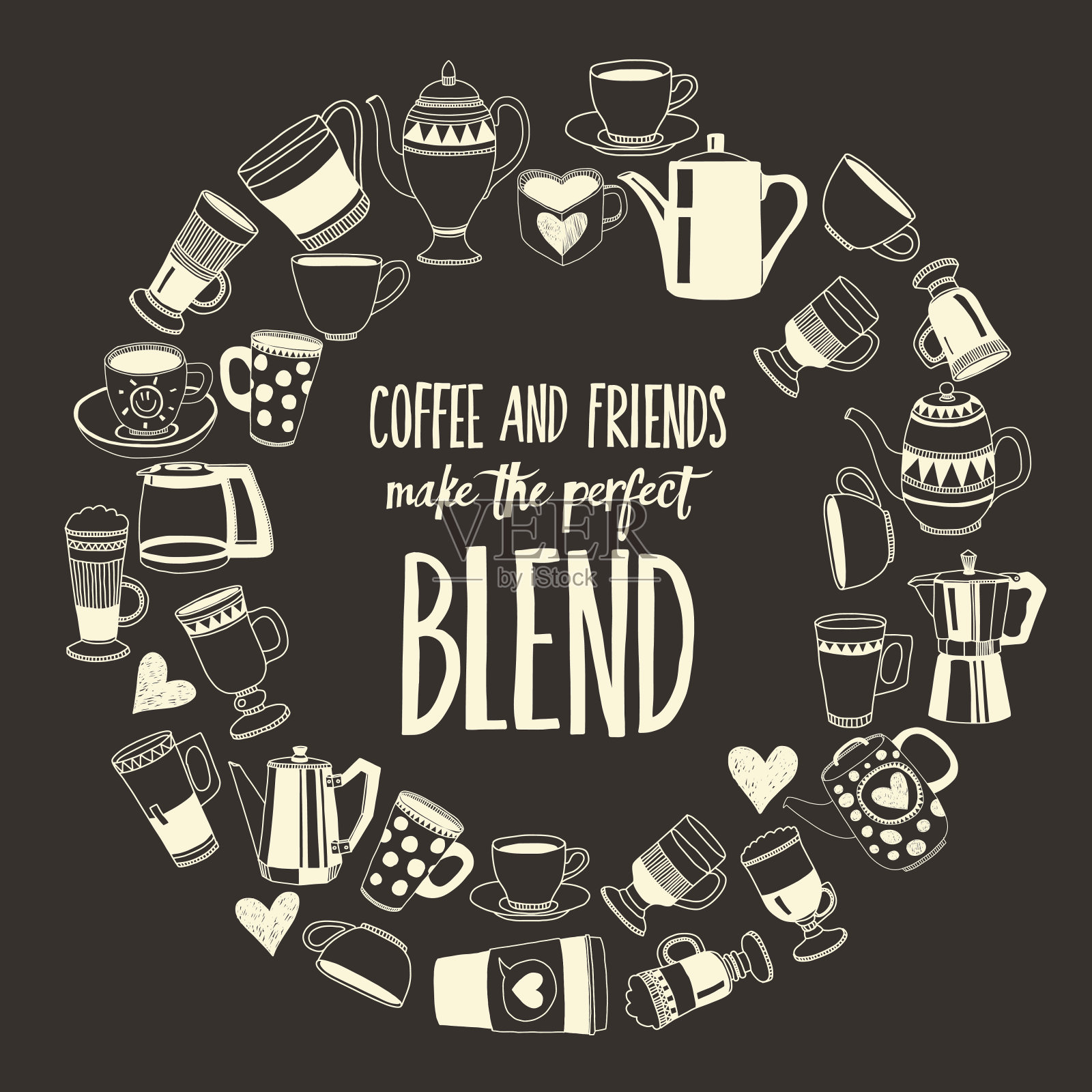 带有咖啡图标的大向量集插画图片素材