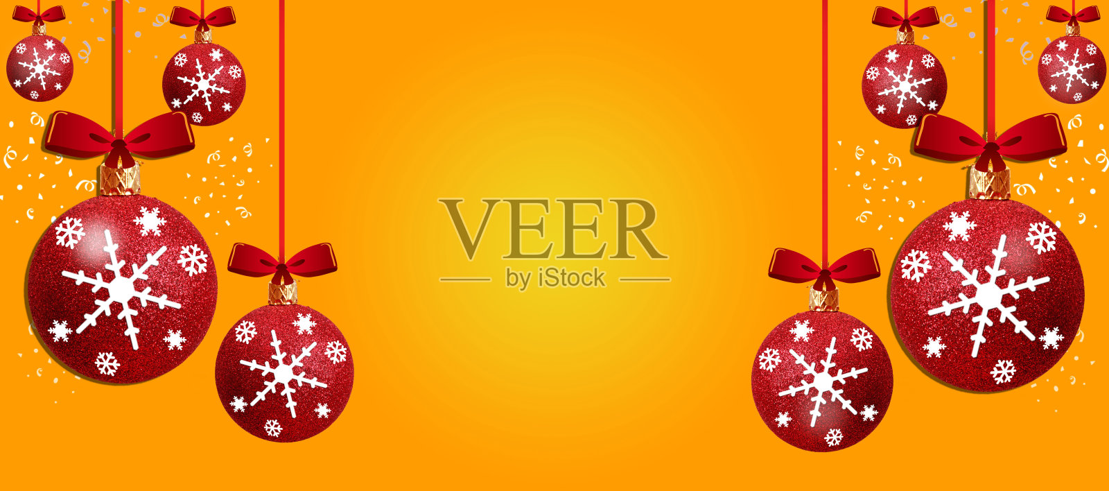 圣诞横幅与红色的装饰拷贝空间照片摄影图片