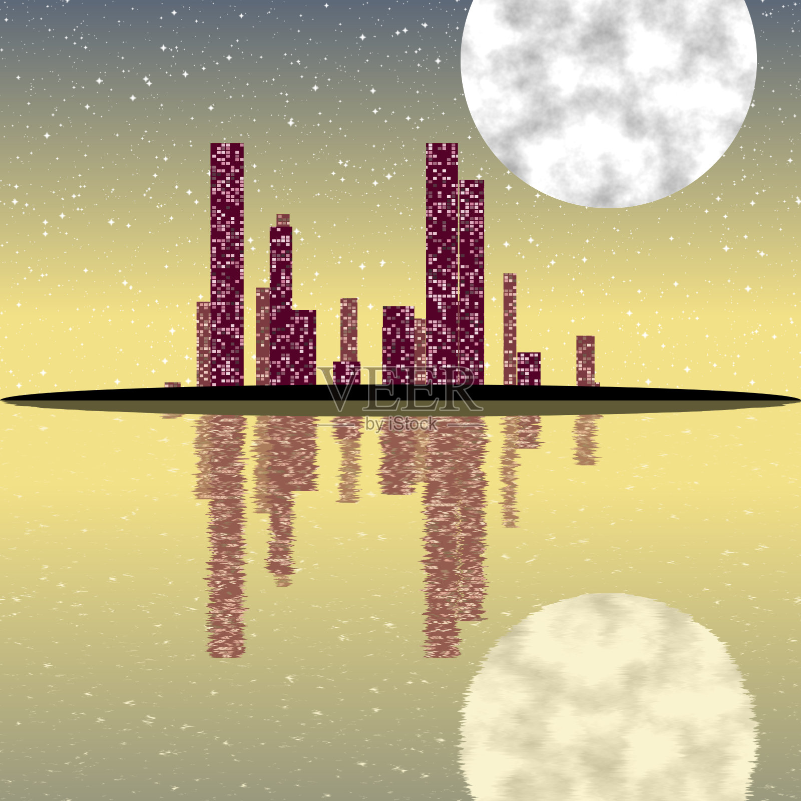 夜景生成纹理插画图片素材