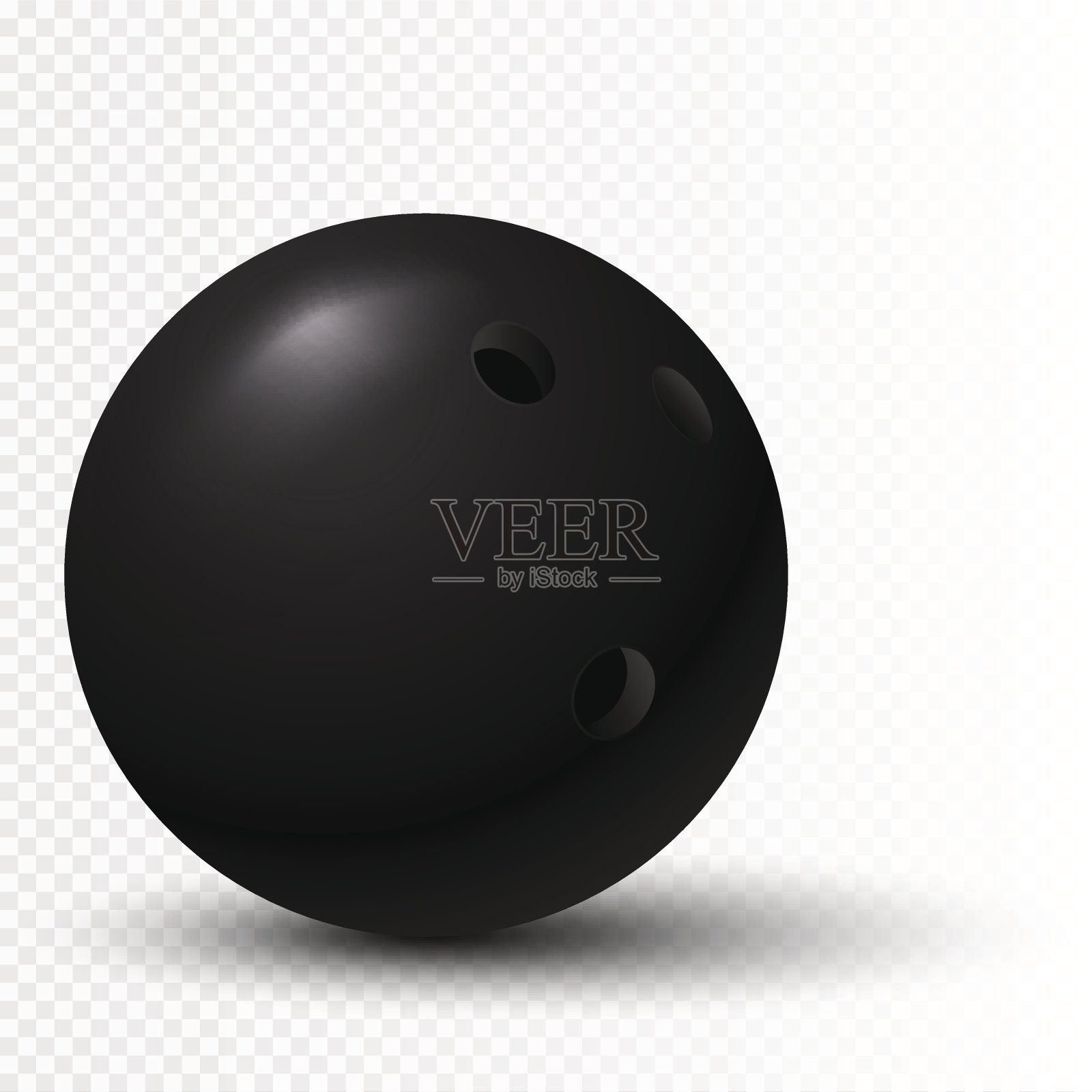 黑色保龄球孤立的透明背景。向量设计元素图片