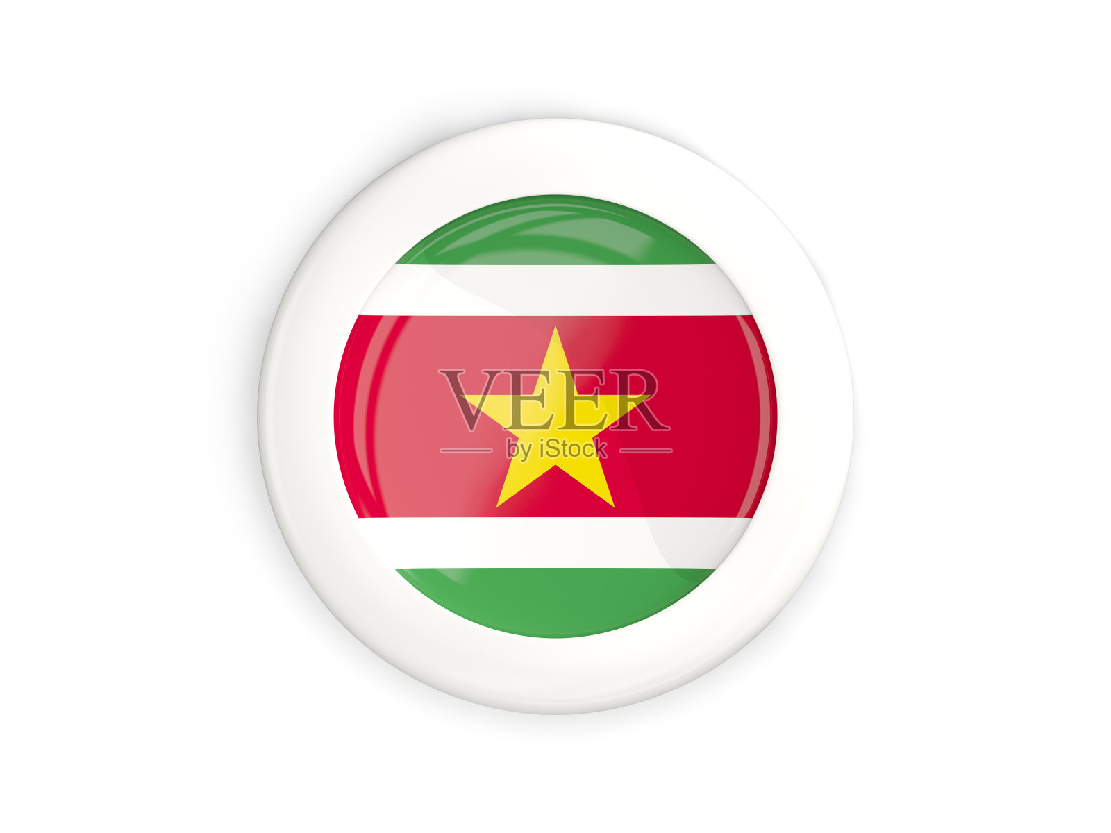 苏里南国旗,光滑的圆形按钮照片摄影图片