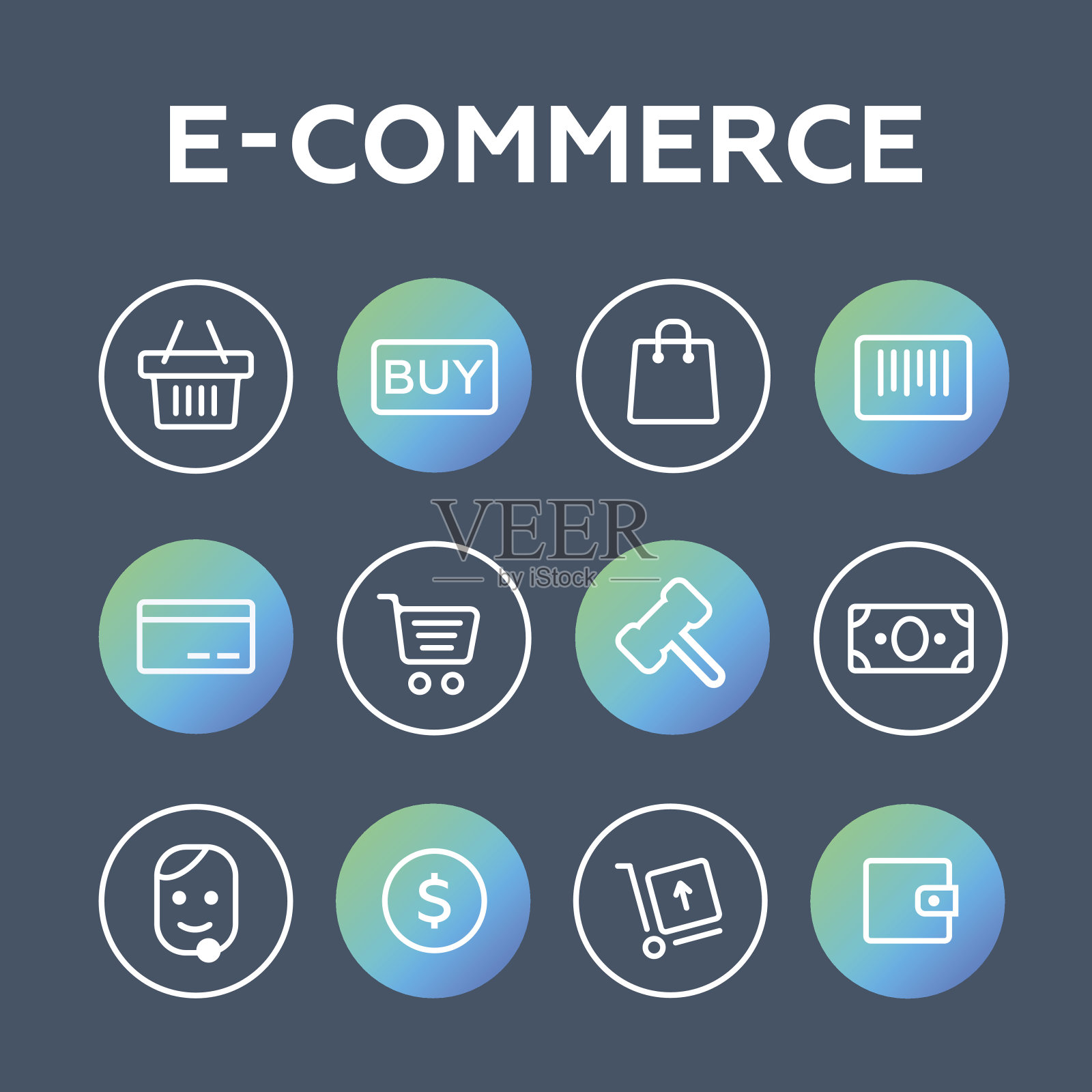 线条图标设置,电子商务插画图片素材