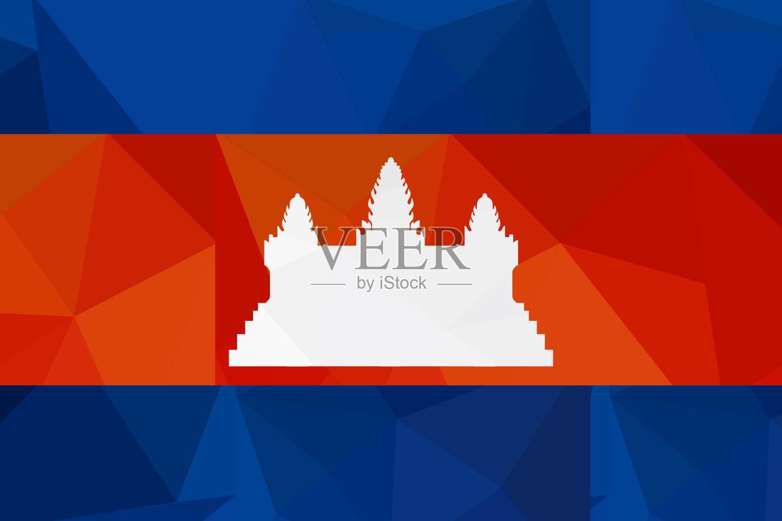柬埔寨国旗-三角形多边形图案照片摄影图片