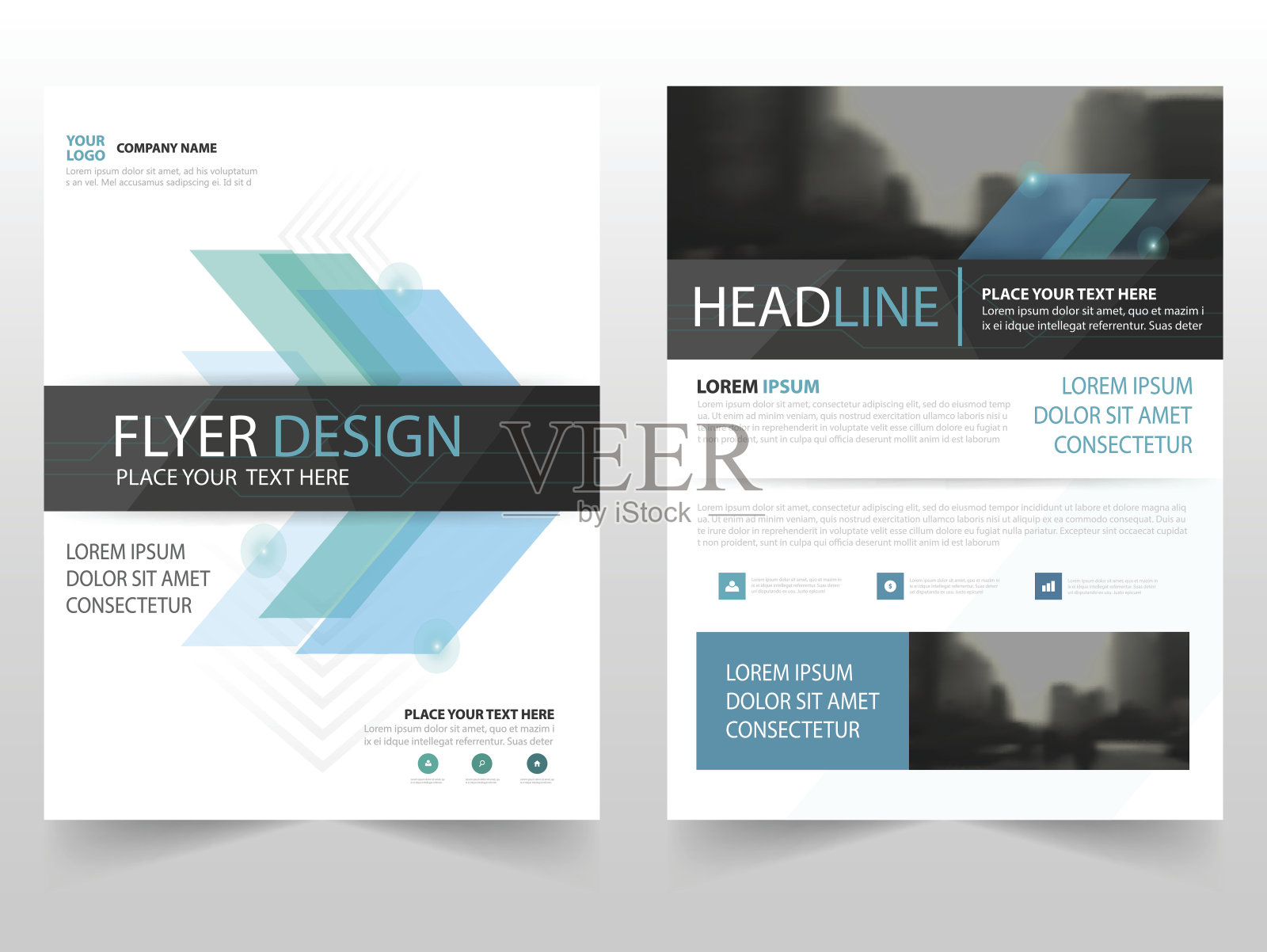 蓝色抽象商业宣传册单张传单年度报告模板设计设计模板素材
