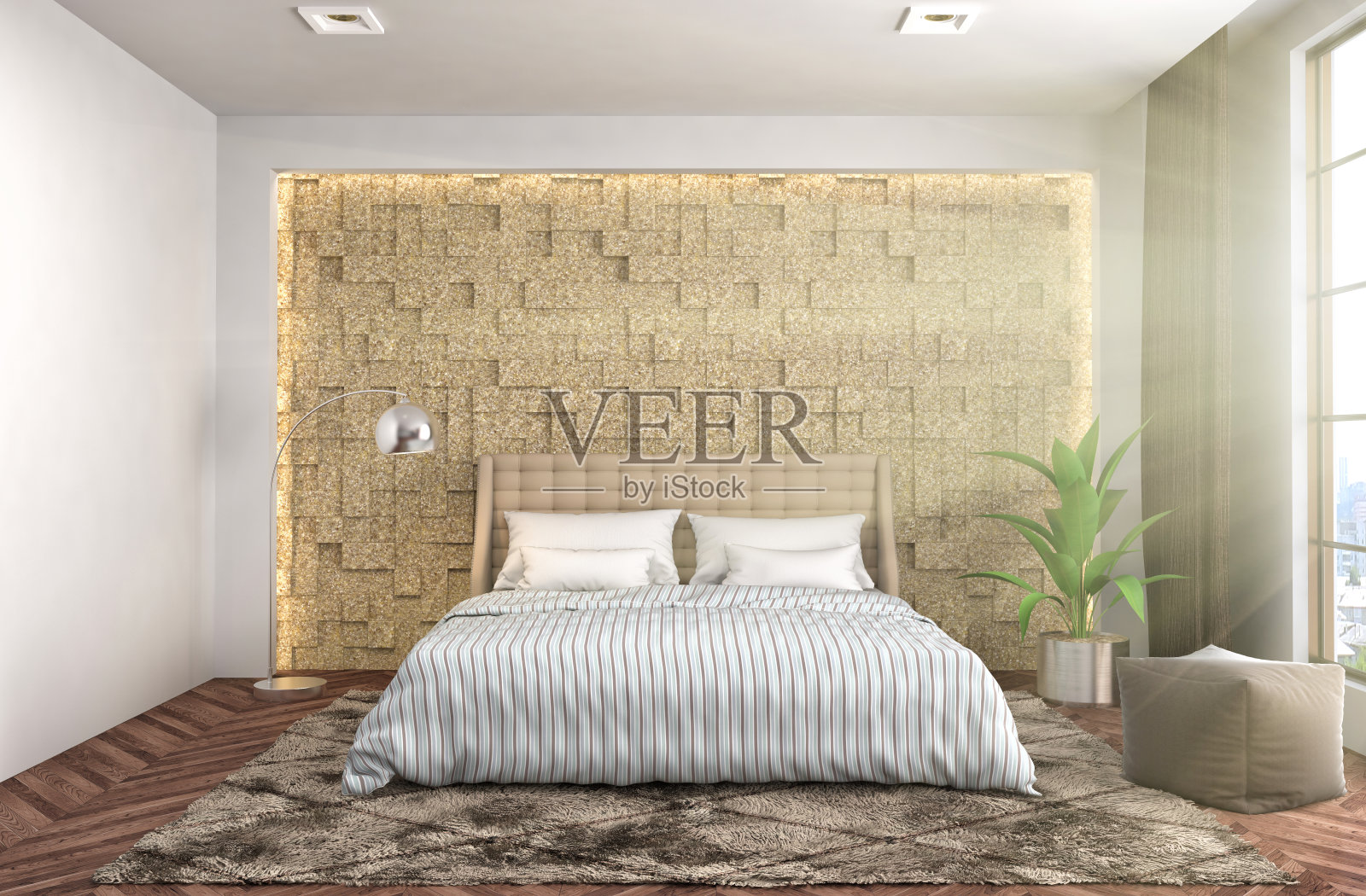 卧室内。三维演示照片摄影图片