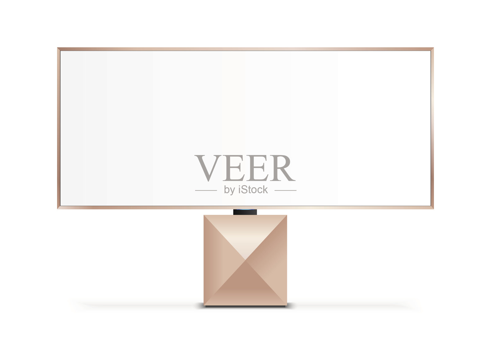 智能电视模型4K屏幕LED支架,现实的矢量,玫瑰金完成设计元素图片