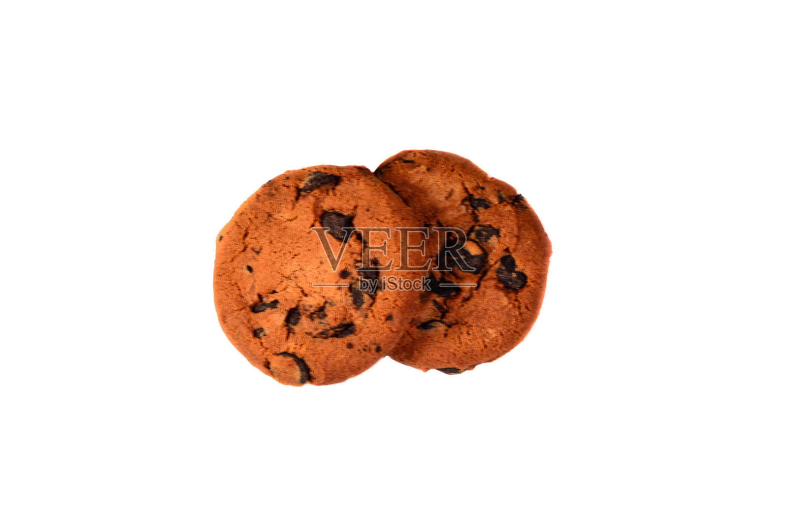 两块巧克力曲奇孤立在白面包上照片摄影图片