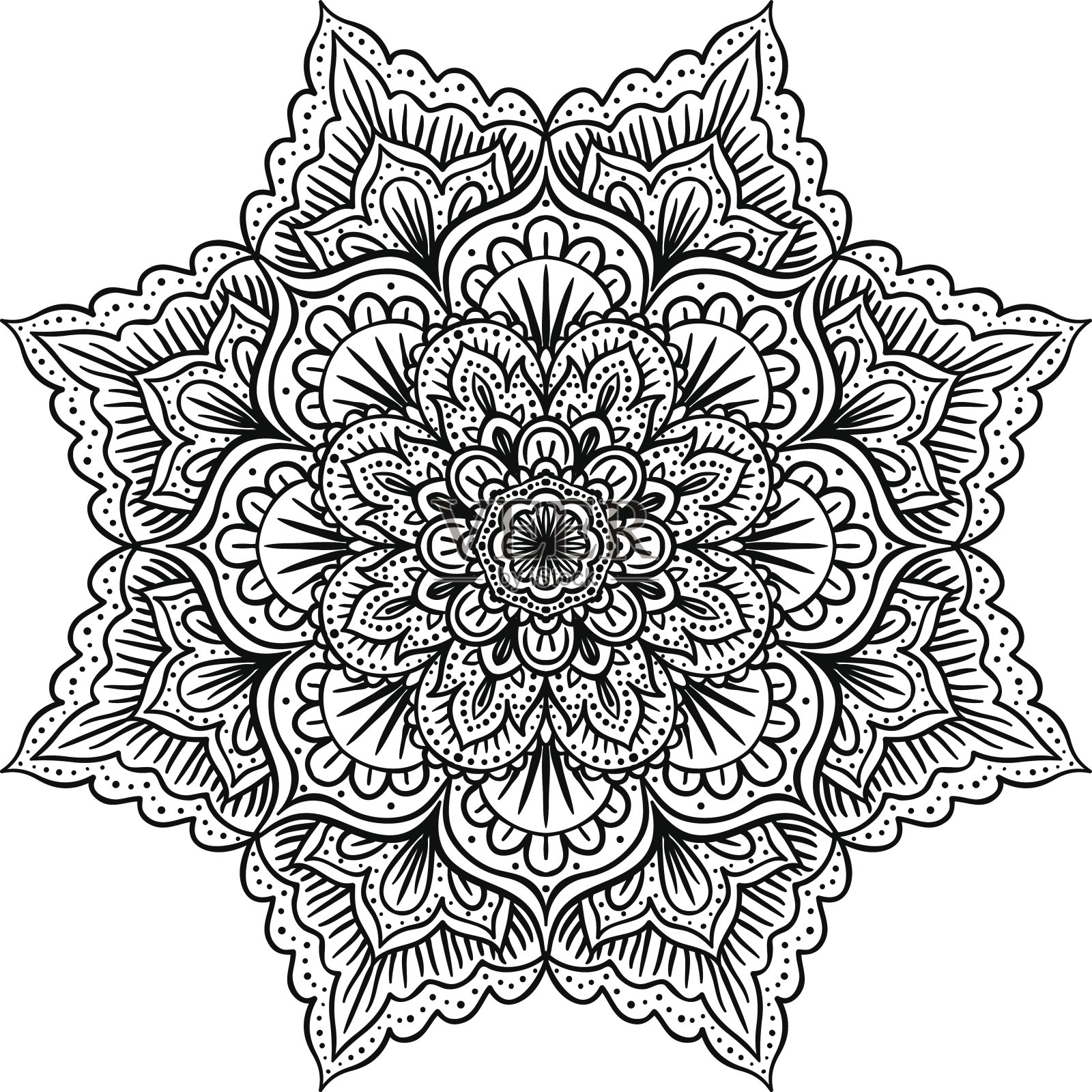 曼荼罗孤立于白色之上插画图片素材