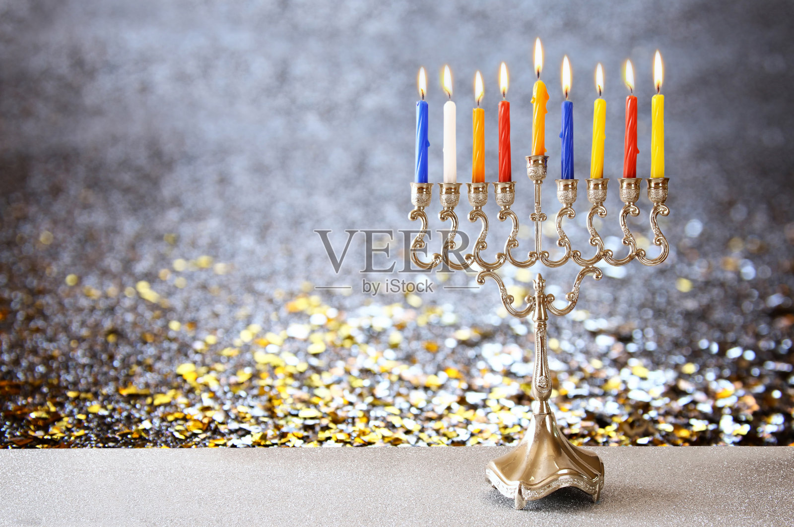 犹太节日光明节和犹太烛台照片摄影图片