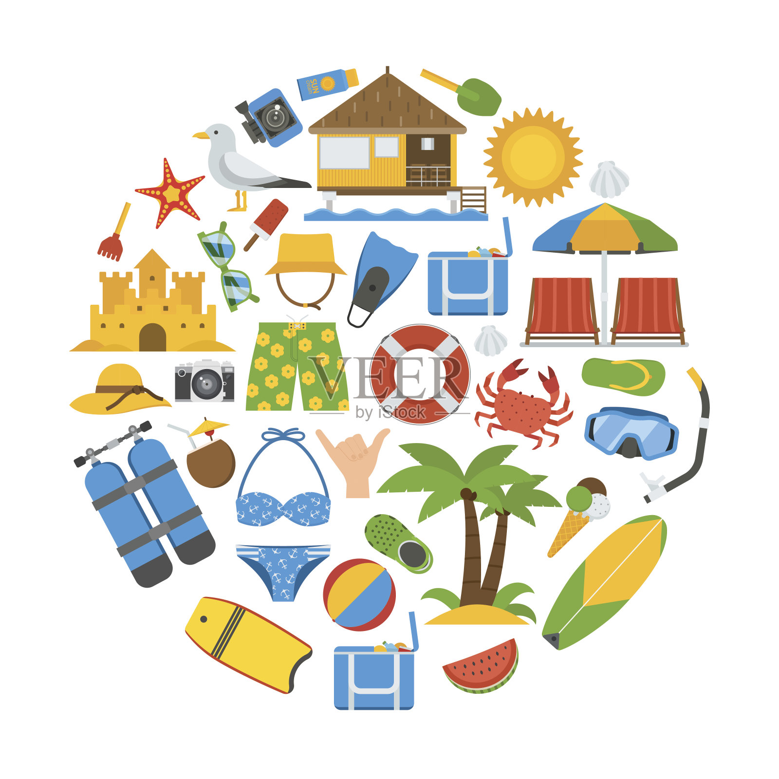 夏日沙滩概念插画图片素材