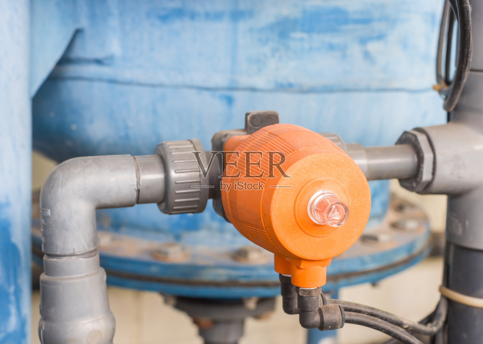 自动塑料阀、气动自动阀、用于水过滤器的阀门照片摄影图片