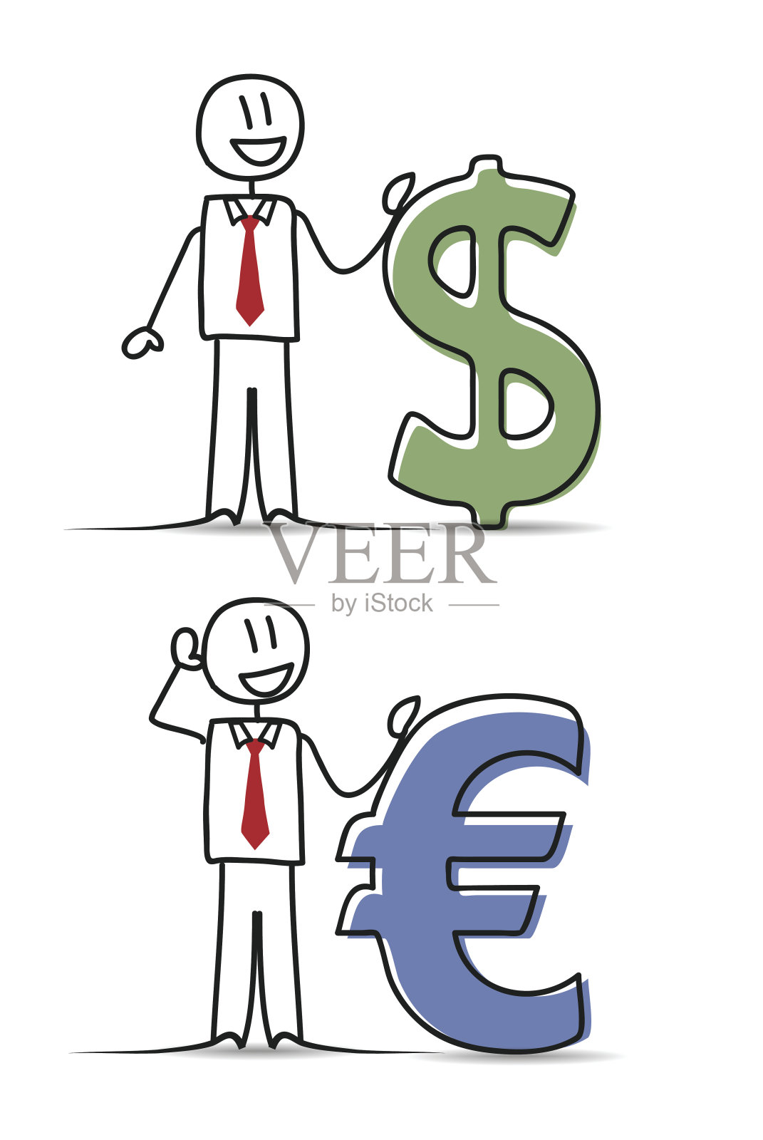 有金钱标志的商人插画图片素材