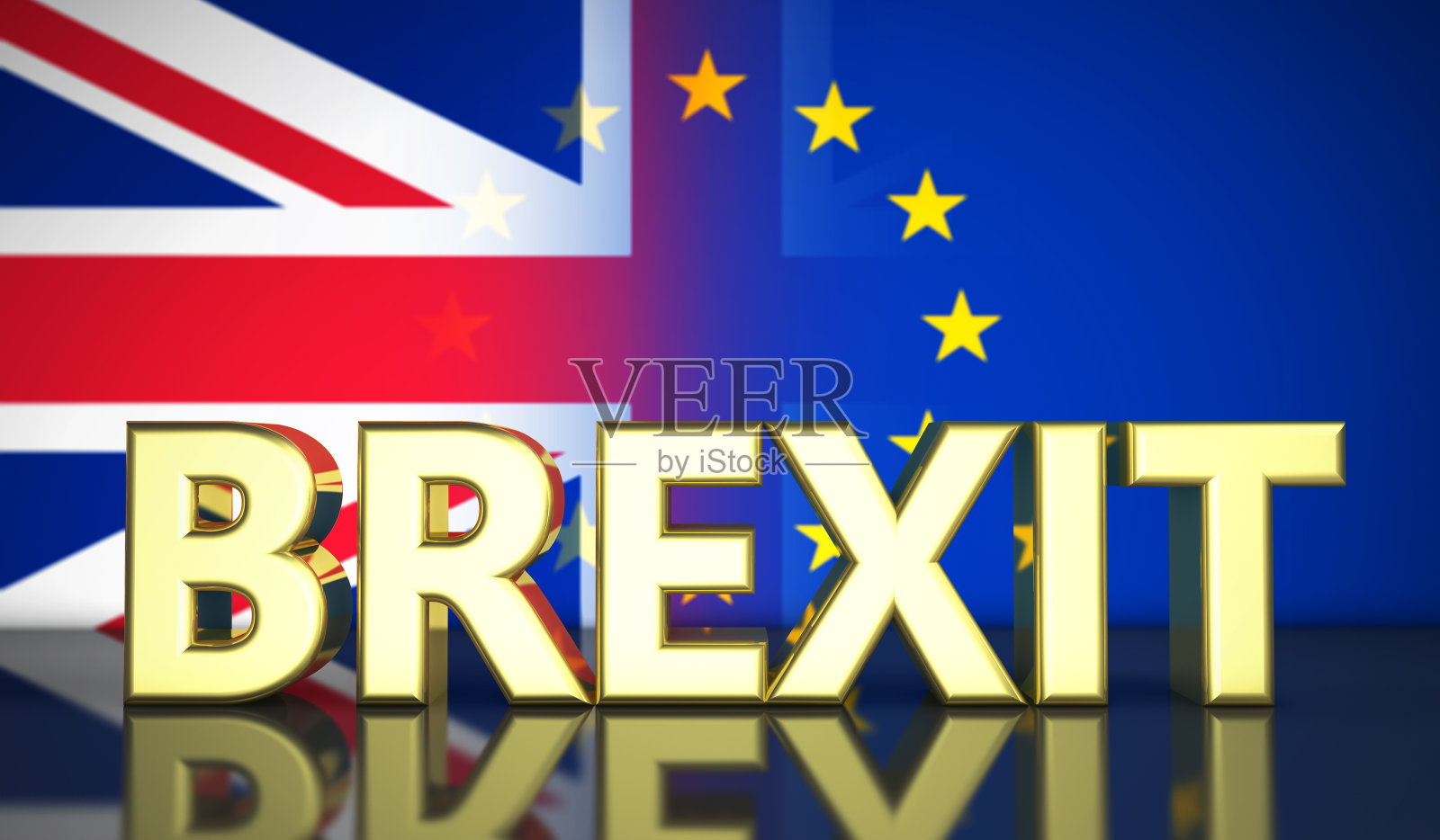 英国脱欧标志英国欧盟旗帜背景照片摄影图片