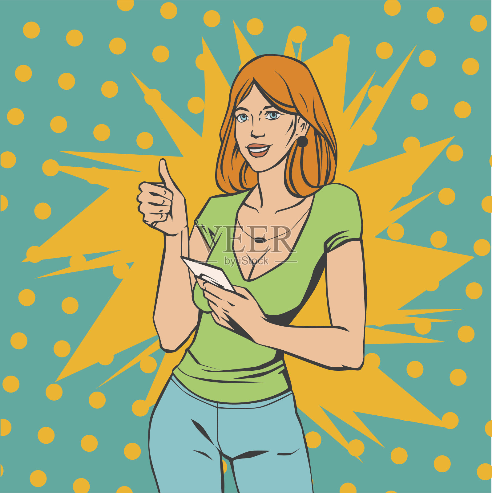 线条艺术漫画风格插图与男人展示灯插画图片素材