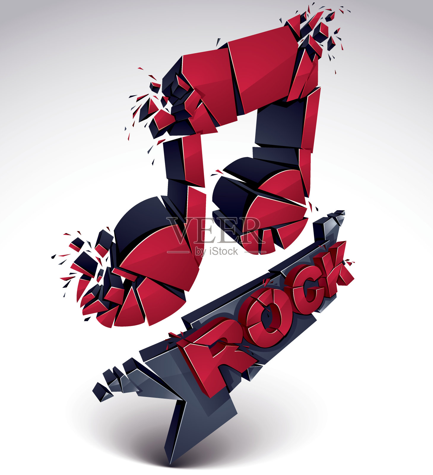 红色和黑色三维矢量音符插画图片素材