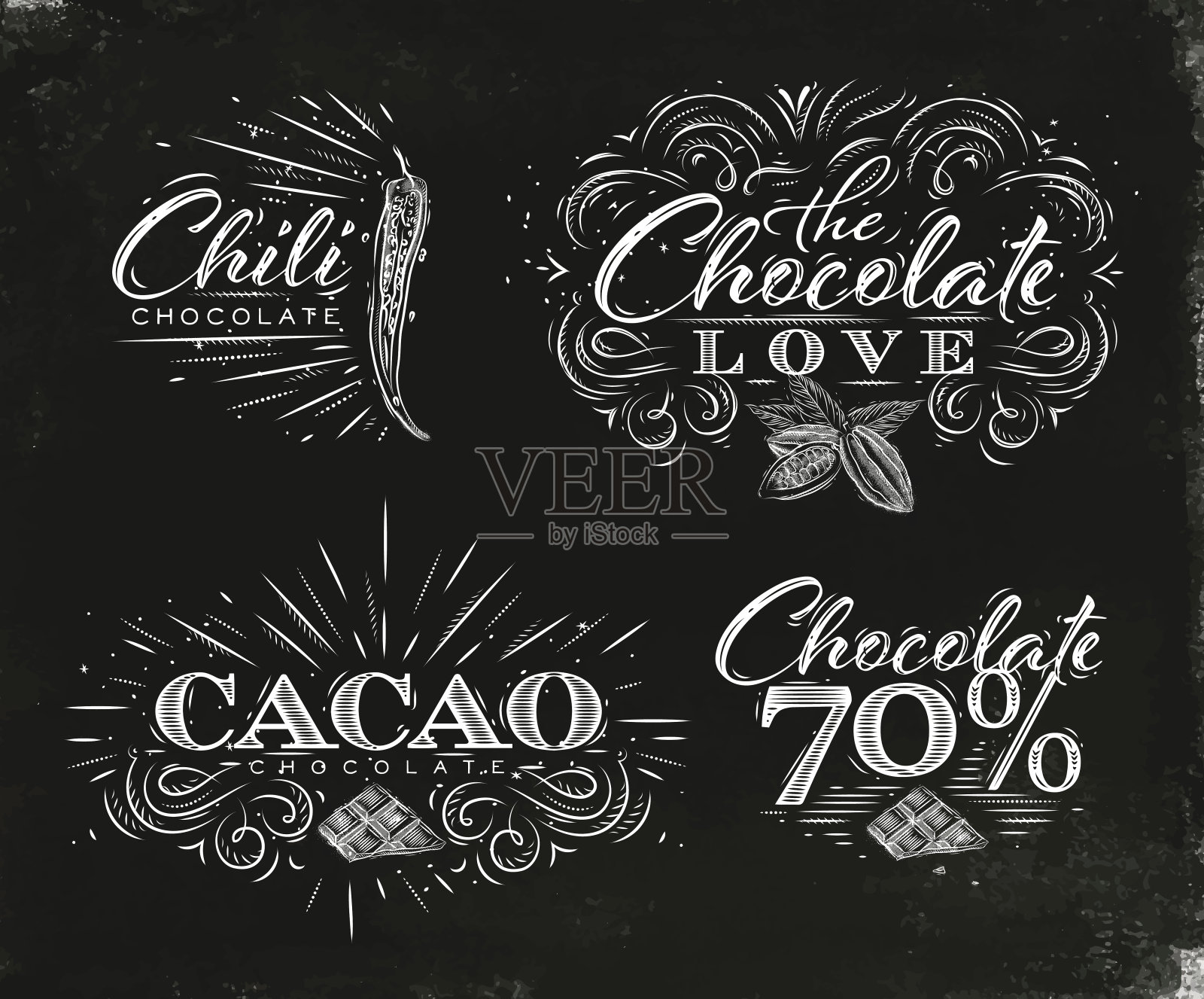 巧克力标签收集黑色插画图片素材