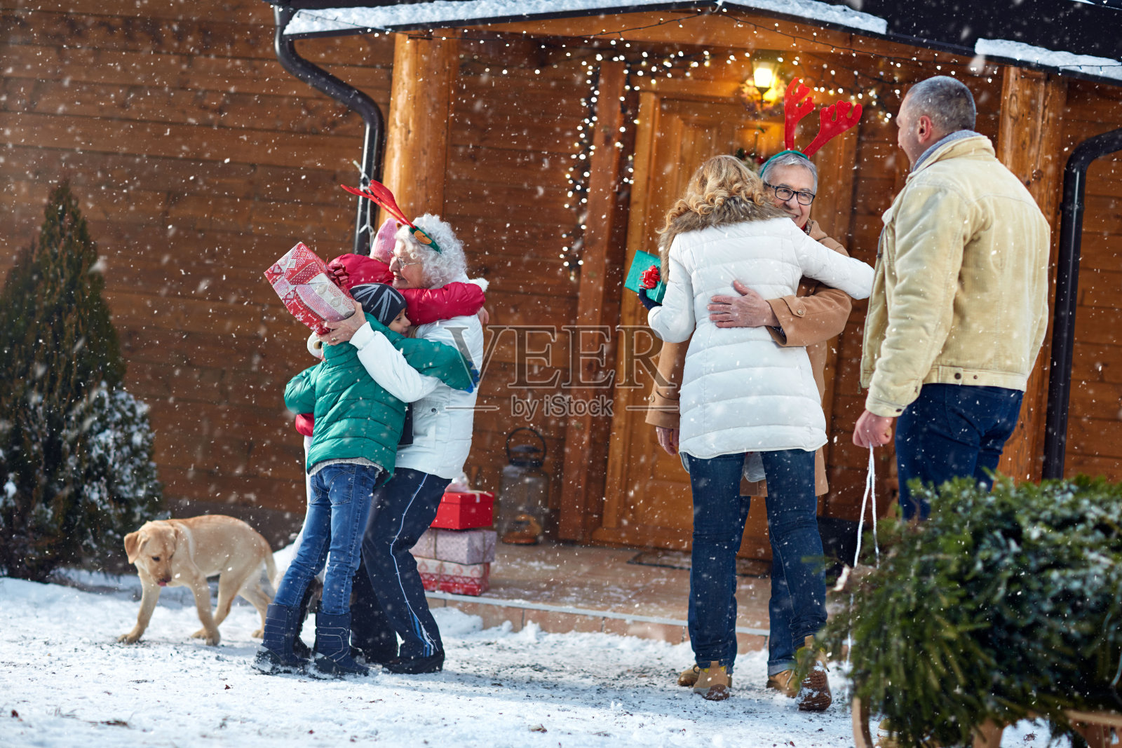 圣诞节,家人,节日,爷爷奶奶聚在一起照片摄影图片