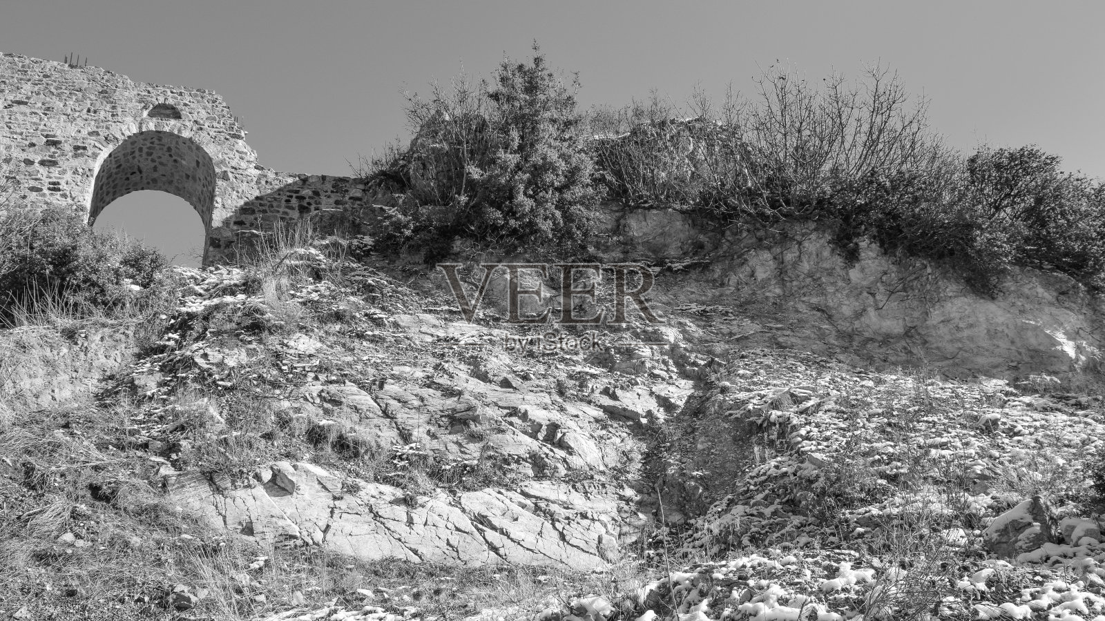 马其顿东部的斯特鲁米察要塞遗址(沙皇的塔楼)照片摄影图片