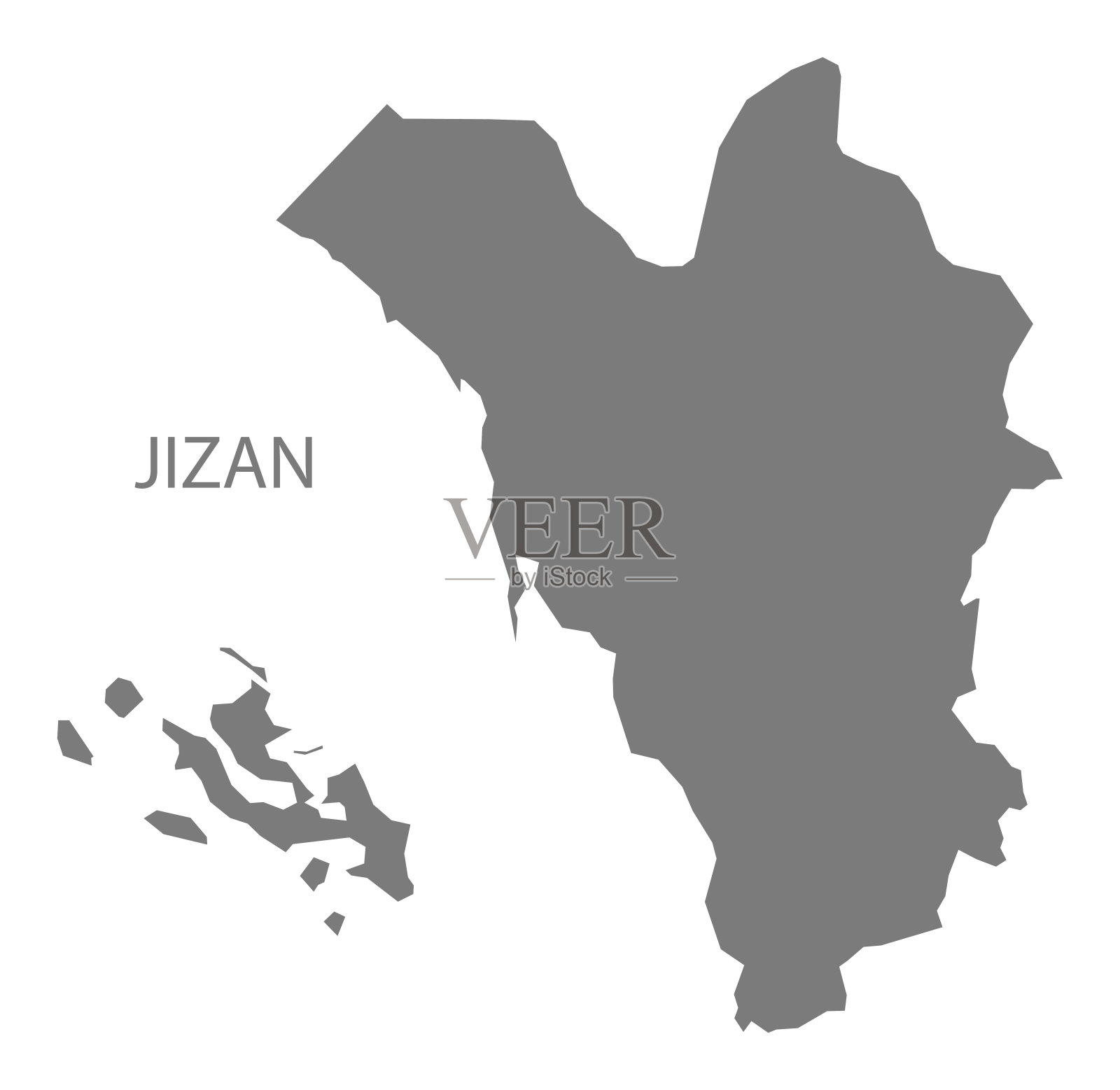沙特阿拉伯吉赞地图(灰色)照片摄影图片