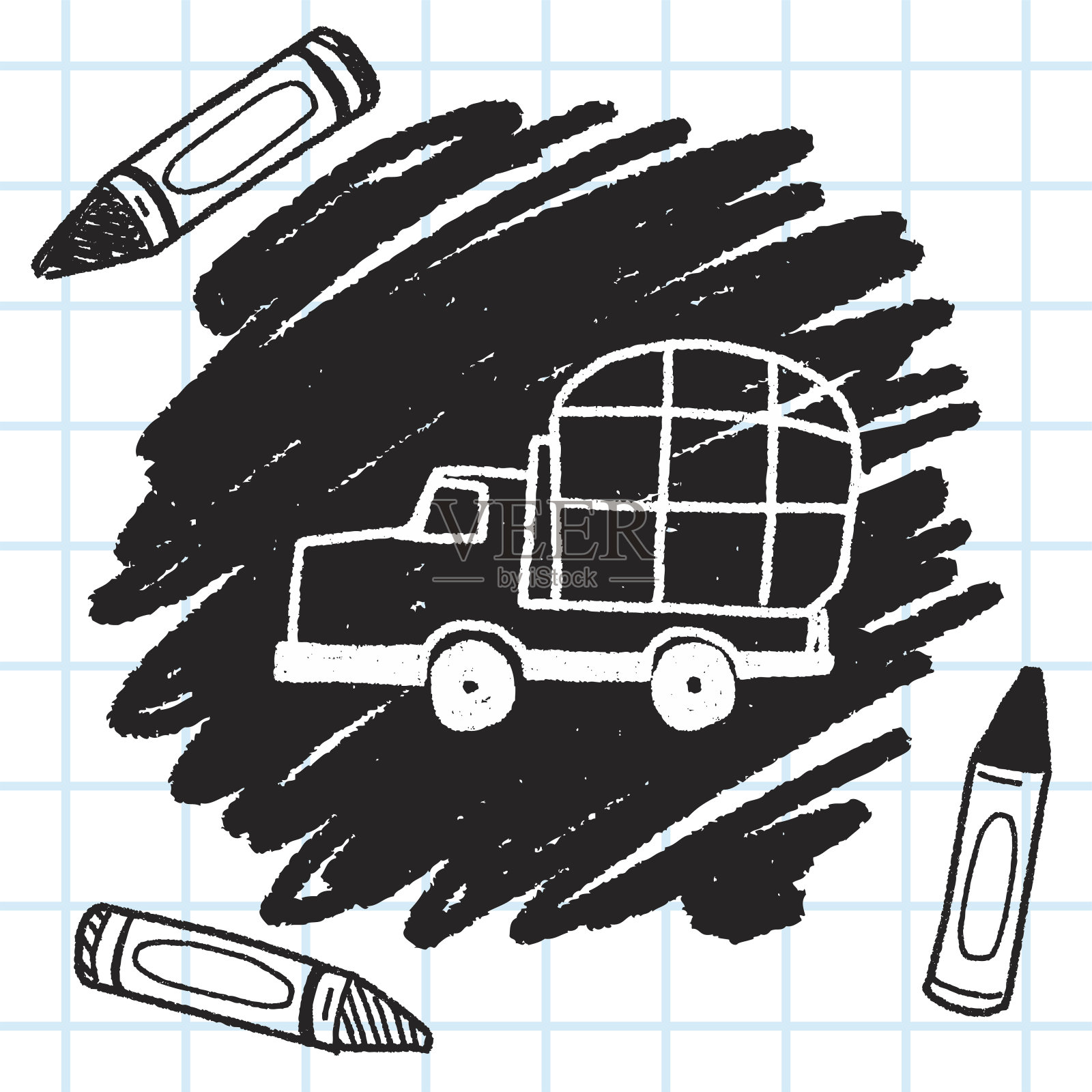 涂鸦的卡车插画图片素材